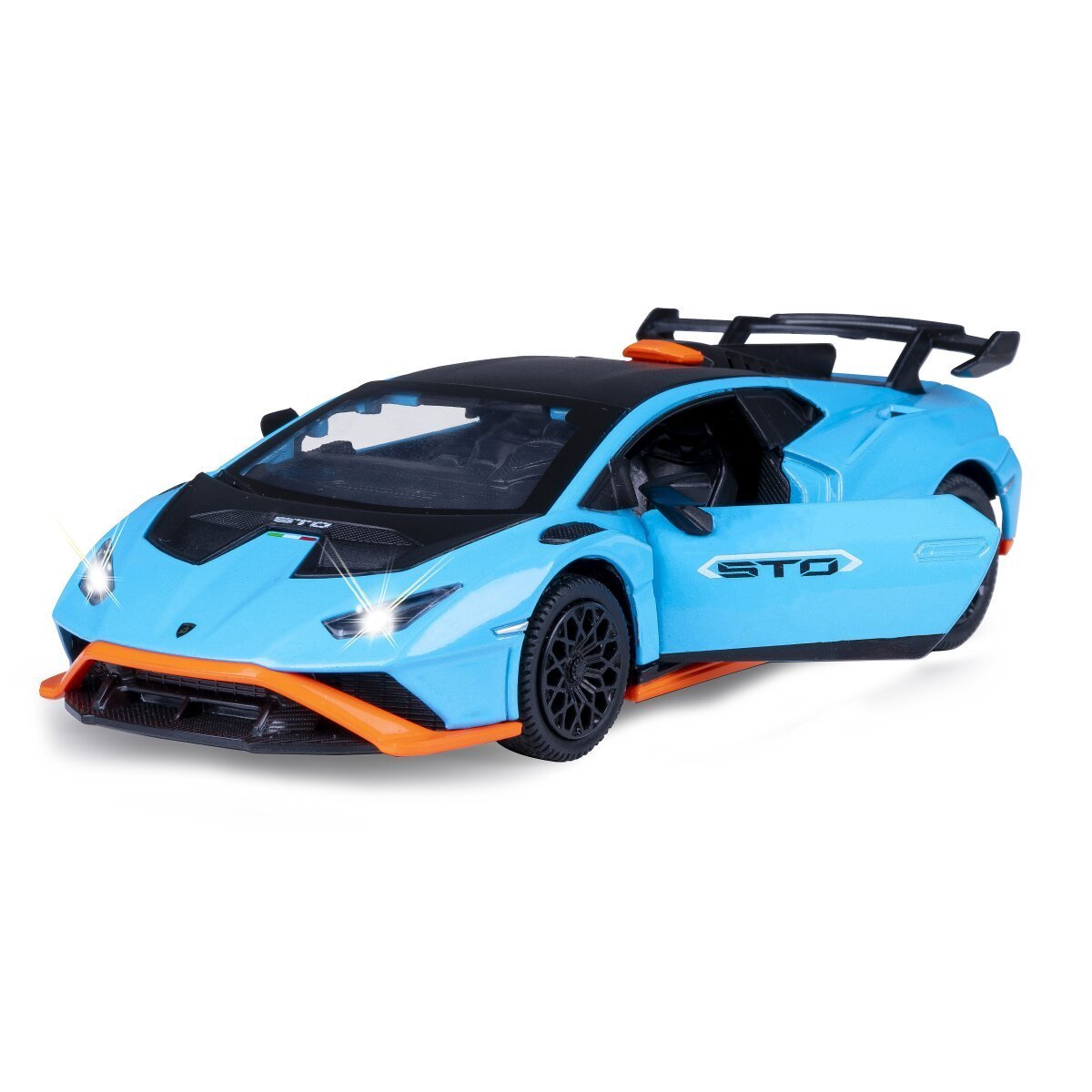 JAMARA Lamborghini Huracán STO Diecast 1:32 blau inkl. Knopfzellen ab 3 Jahren