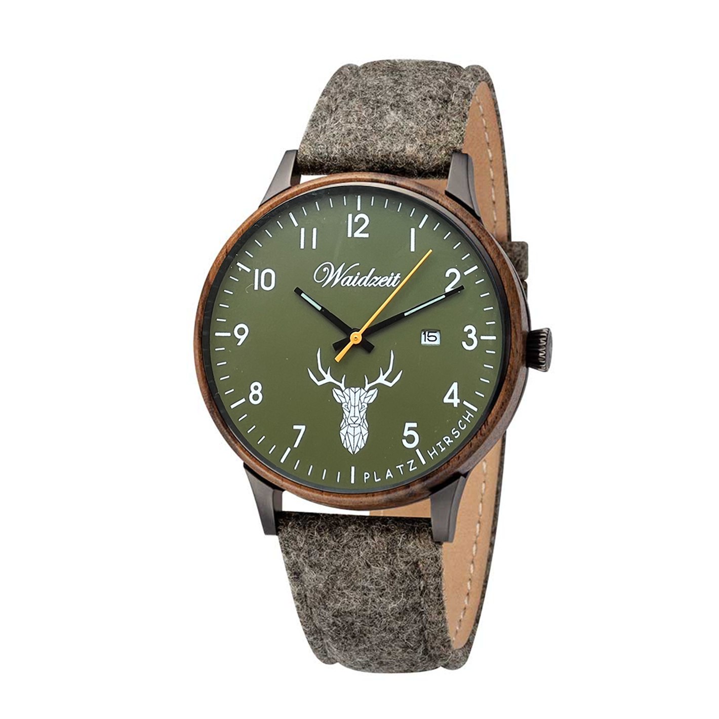 WAIDZEIT HM01W Herrenuhr Hubertus Platzhirsch Moosgrün