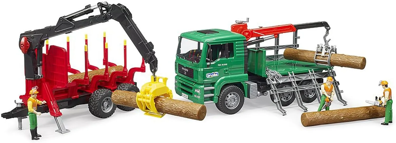 Bruder 02252 Rückeanhänger mit Ladekran - Realistisches Forstspielzeug für Kinder Bruder 02252 Rückeanhänger mit Ladekran - Realistisches Forstspielzeug für Kinder