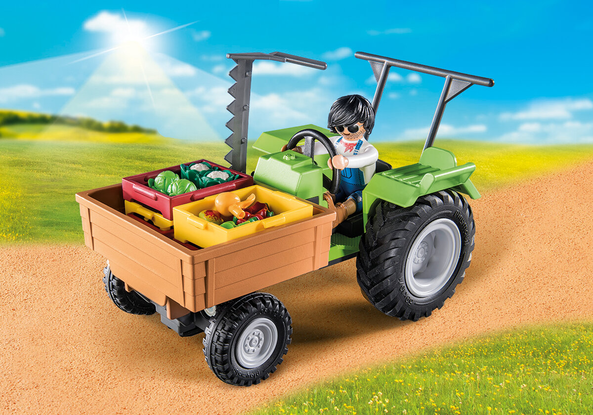 PLAYMOBIL 71249 Traktor mit Hänger Maschine, Rad, Gras, Pflanze, Person