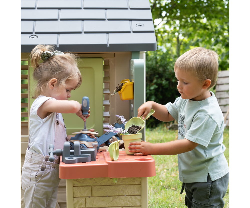 Smoby Smoby Life Spielhaus Natur mit Werkstatt