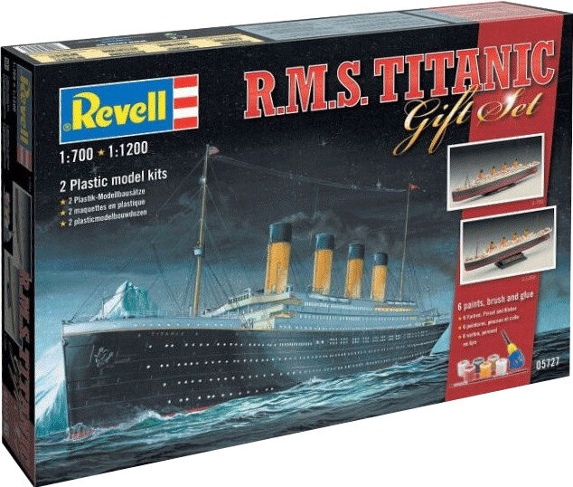 Revell_05727_Geschenk-Set_R.M.S._Titanic_Revell_Modellbausatz_mit_Basiszubehör, Kreuzer, Fahrzeug, Boot, Dampfer, Schere