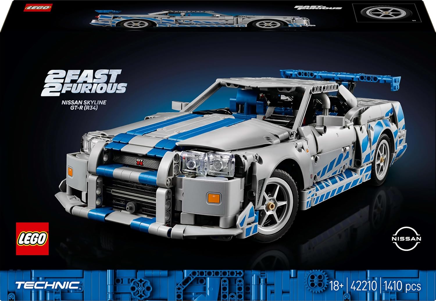 LEGO® Technic 42210 2 Fast 2 Furious Nissan Skyline GT-R Flitzer – Modell 42210 Auto, Coupé, Sportwagen, Fahrzeug, Rad