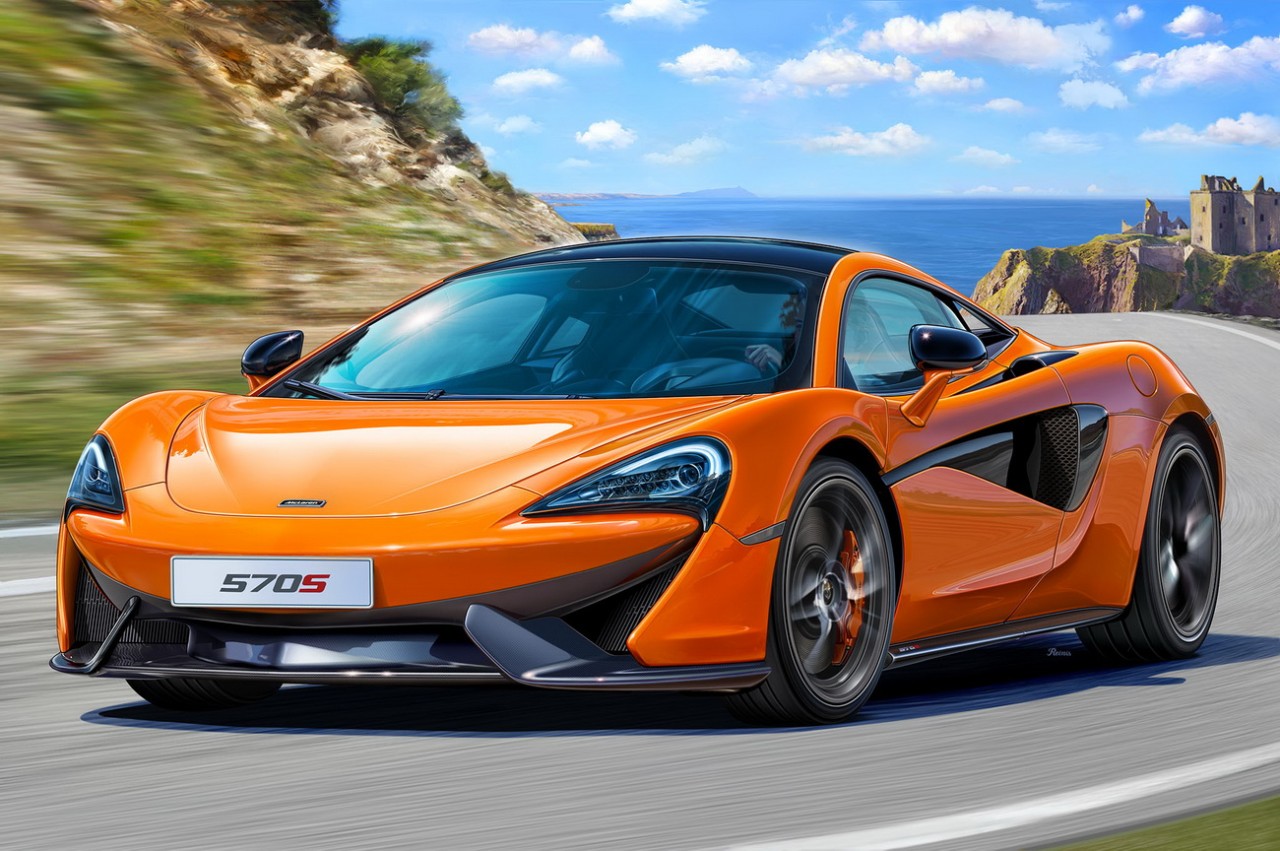 Revell 07051 McLaren 570S Modellbausatz 1:24 Auto, Coupé, Sportwagen, Fahrzeug, Rad