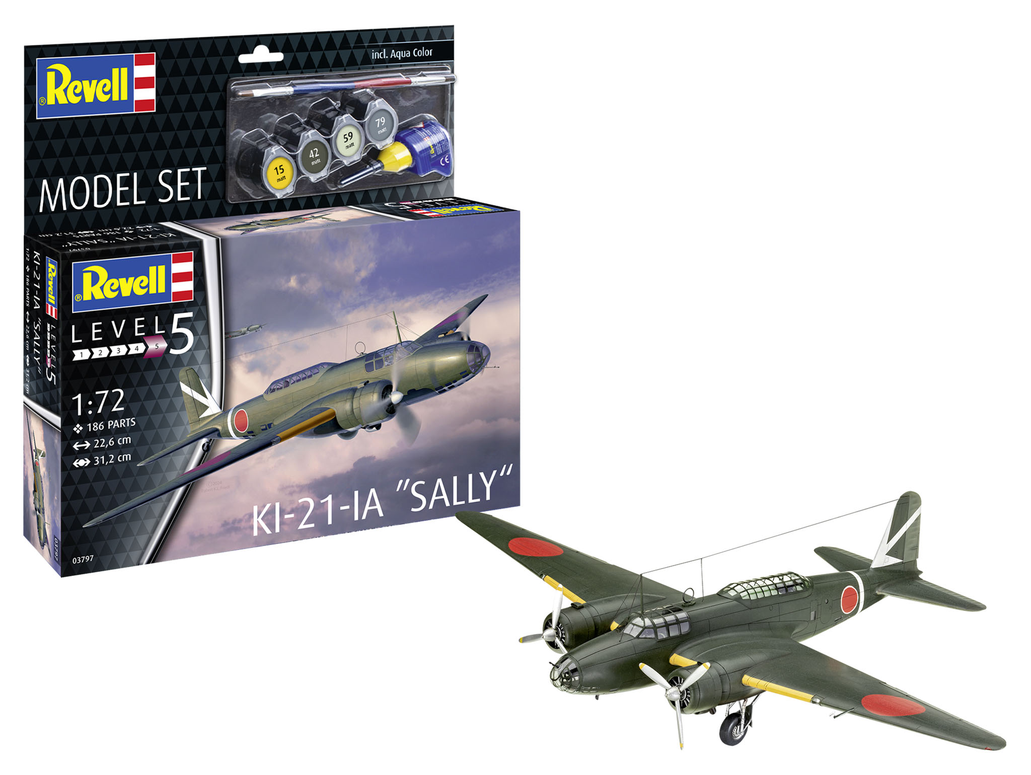 Revell 63797 Model Set KI-21-Ia "Sally" Flugzeug, Kampfflugzeug, Bomber, Jet