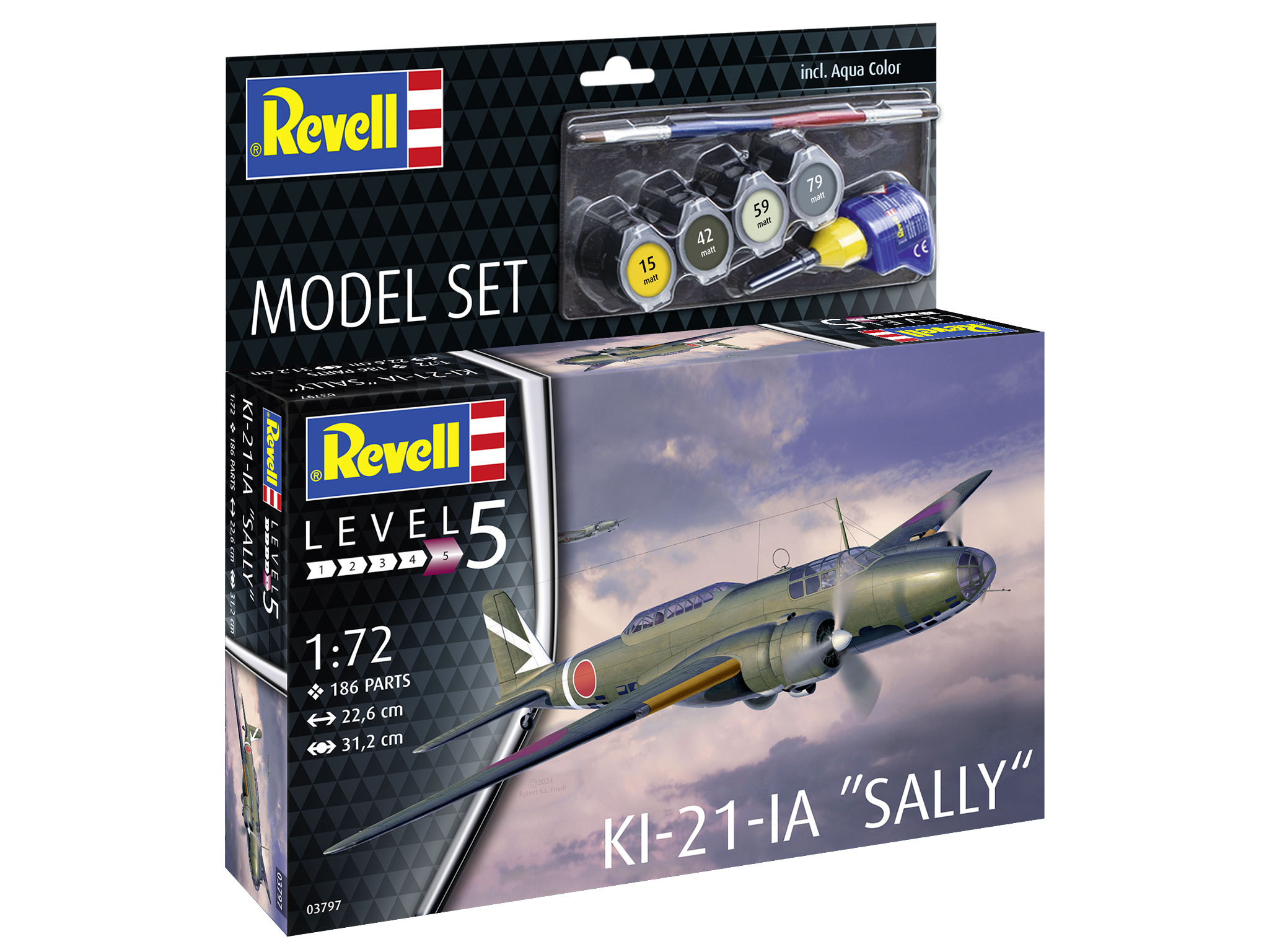 Revell 63797 Model Set KI-21-Ia "Sally" Flugzeug, Fahrzeug, Kampfflugzeug, Bomber