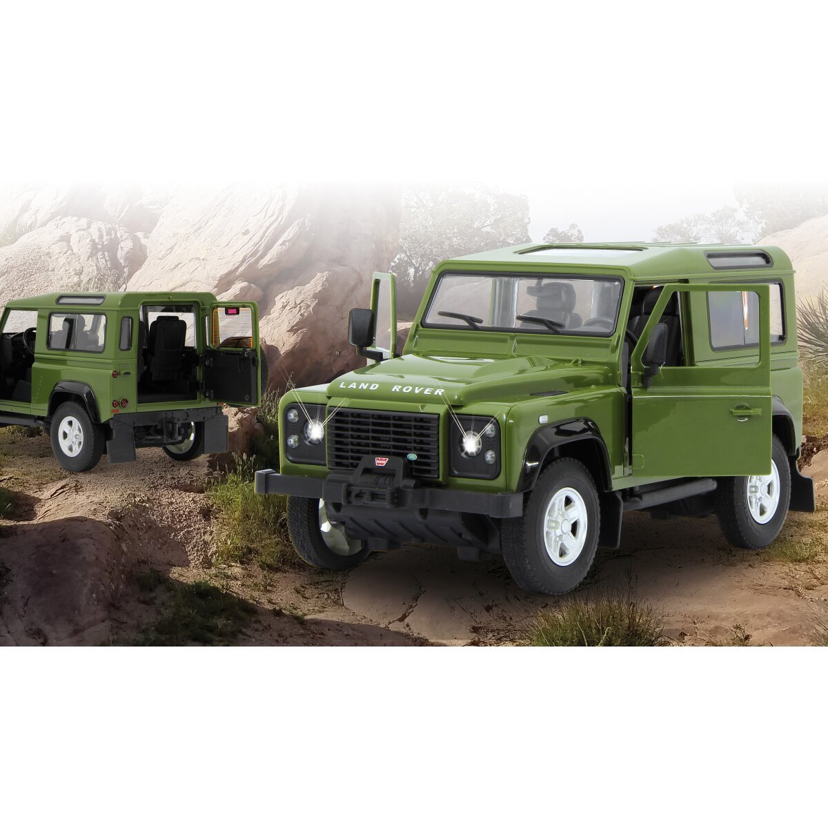 JAMARA Land Rover Defender 1:14 grün 2,4GHz Tür manuell ab 6 Jahren