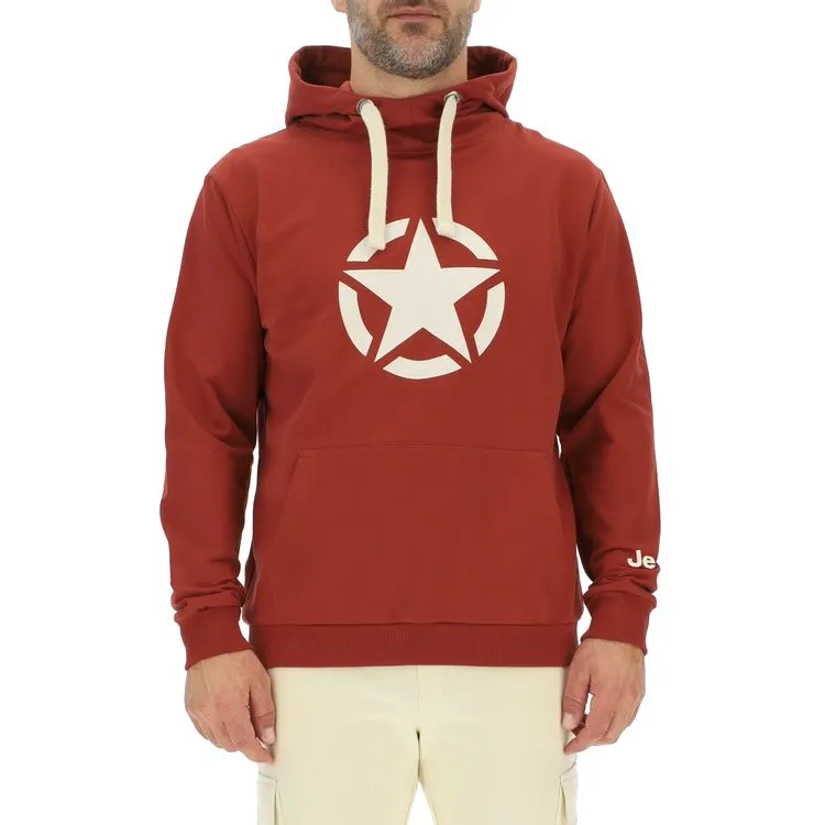 JEEP Herren Kapuzenpullover O102717RT - Roter Hoodie mit großem Jeep-Star-Print GR. XXL JEEP Herren Kapuzenpullover O102717RT - Roter Hoodie mit großem Jeep-Star-Print GR. XXL