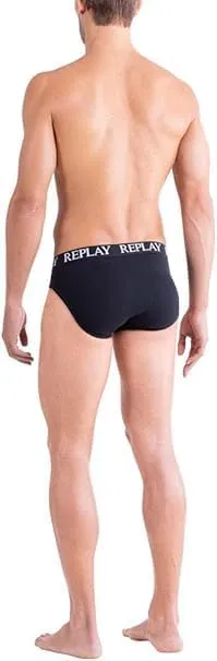 REPLAY Herren Slips I101182BG – Schwarz/Grau, 2er Pack Cotton-Stretch GR. L