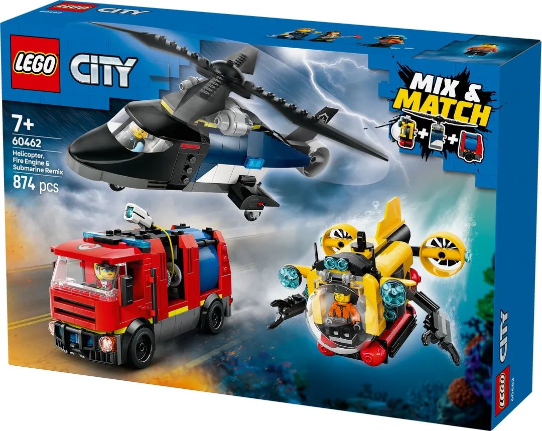 LEGO, City, 60462, Kombinationsset, mit, Hubschrauber,, Löschauto, und, U-Boot LEGO City 60462 Kombinationsset mit Hubschrauber, Löschauto und U-Boot