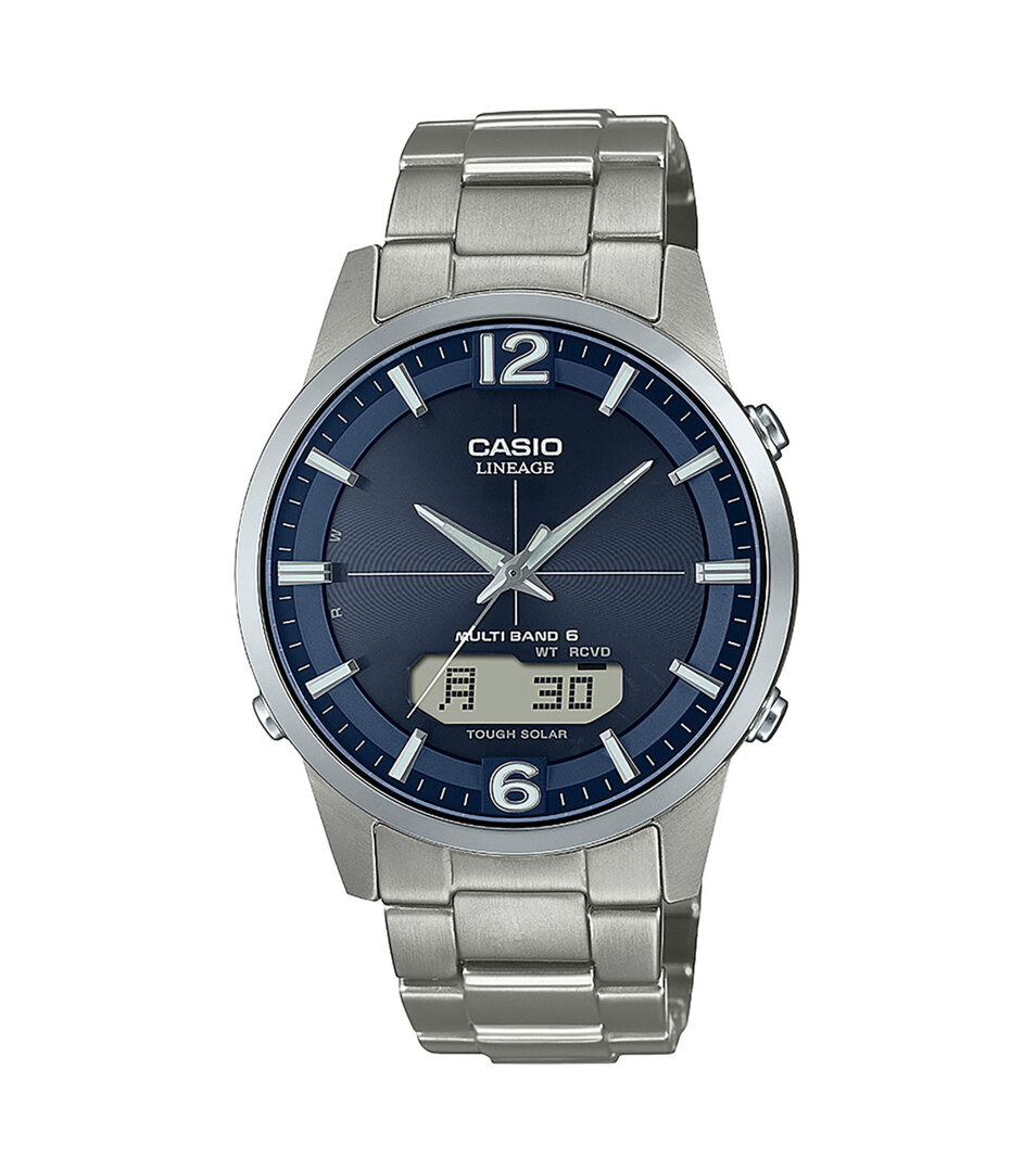 CASIO_LCW-M170TD-2AER_Uhr,_Funkuhr,_Bk/Bl,_Silber, Armbanduhr, Arm, Elektronik, Überwachen, Bildschirm