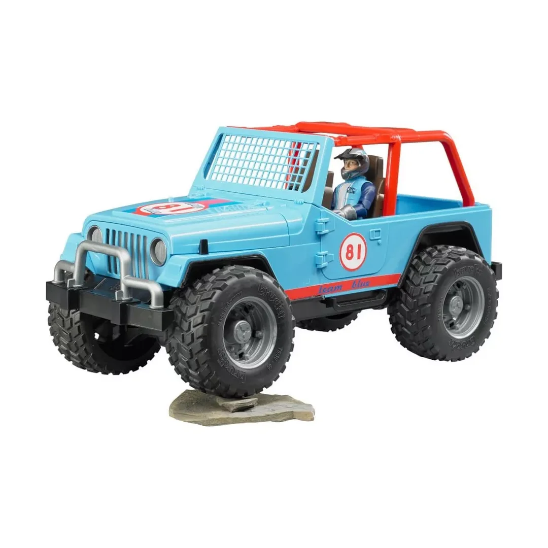 BRUDER 02541 - Jeep Cross Country Racer Blau mit Rennfahrer BRUDER 02541 - Jeep Cross Country Racer Blau mit Rennfahrer