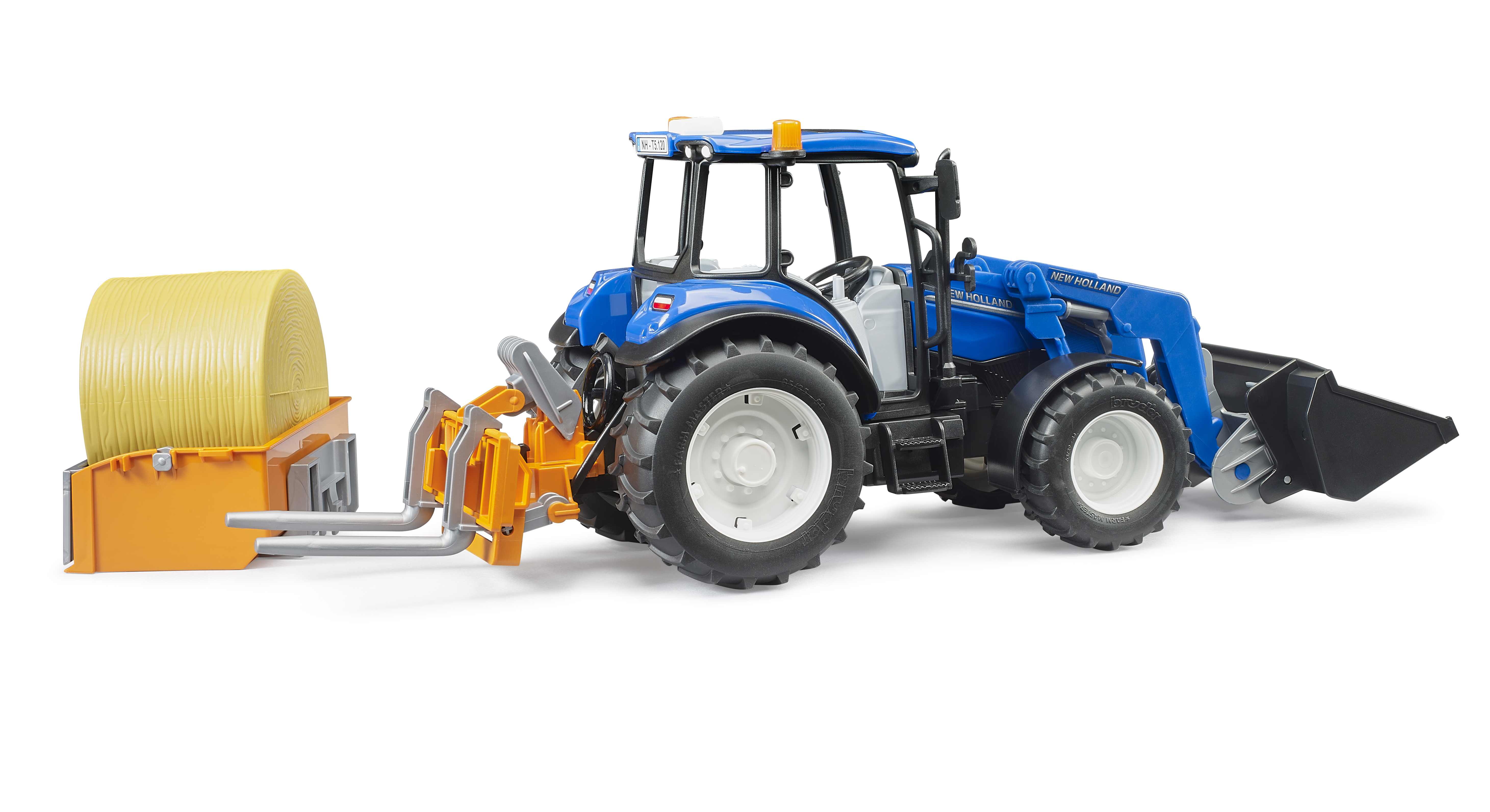 BRUDER 02187 - New Holland T5.120 mit Frontlader, Ladekasten, Gabeln und Rundballen - Bild 5 BRUDER 02187 - New Holland T5.120 mit Frontlader, Ladekasten, Gabeln und Rundballen - Bild 5