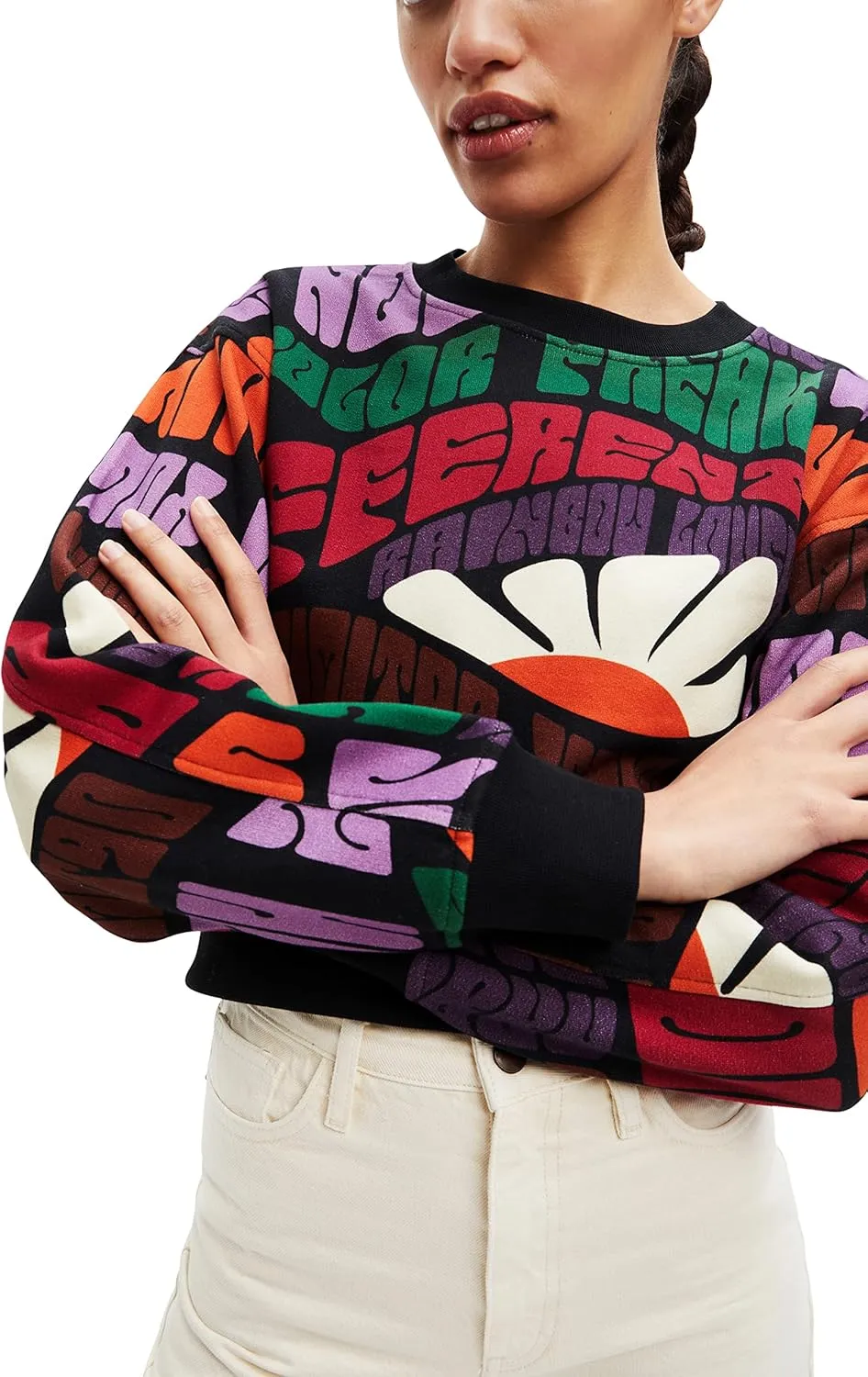 Desigual Damen Pullover - Bunter Pullover mit Retro-Print 22WWSK399019 GR. M Desigual Damen Pullover - Bunter Pullover mit Retro-Print 22WWSK399019 GR. M