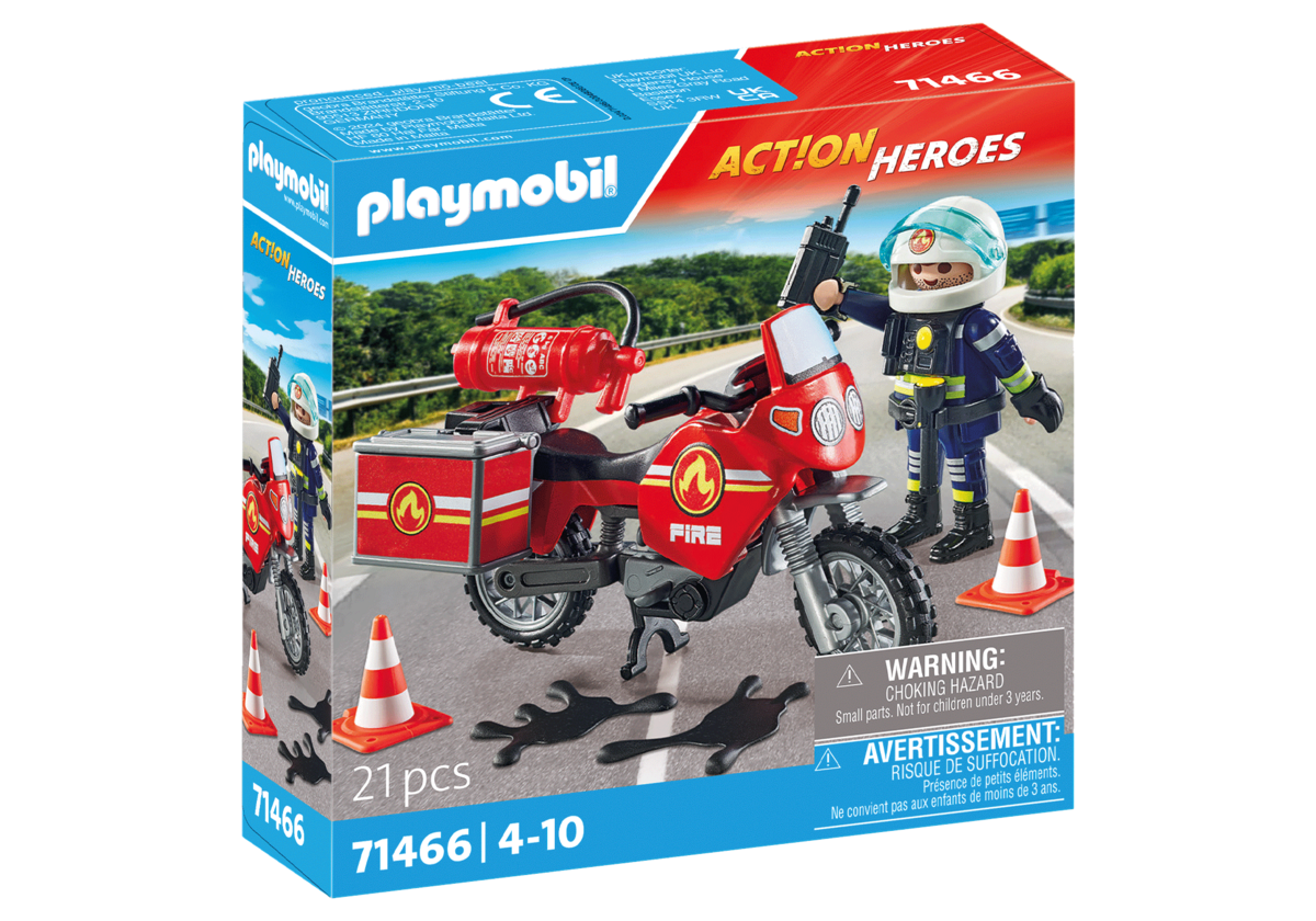 PLAYMOBIL 71466 Feuerwehrmotorrad am Unfallort PLAYMOBIL, 71466, Feuerwehrmotorrad, am, Unfallort, Schutzhelm, Helm, Rad, Spielzeug, Motorrad