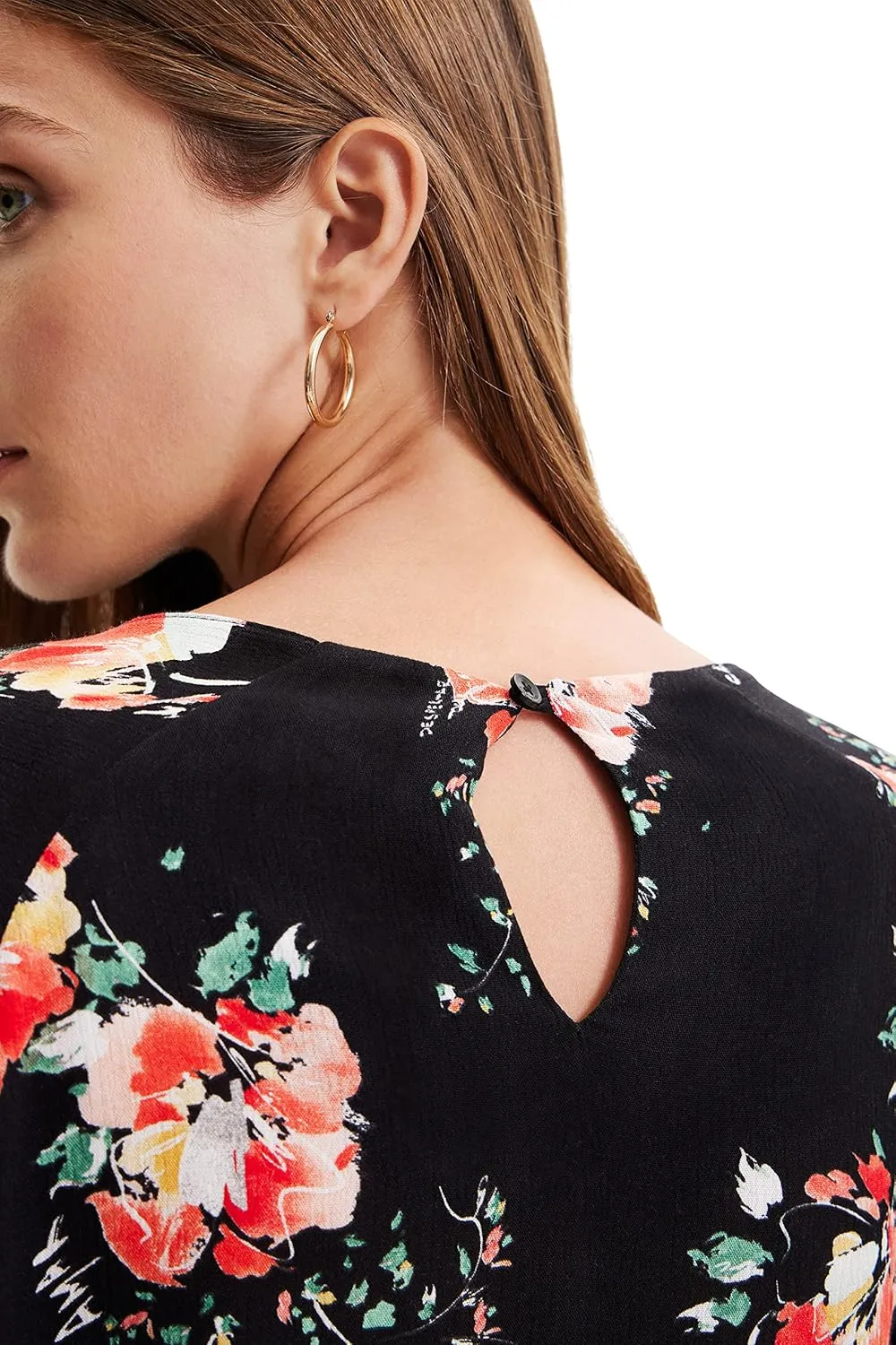 Desigual Damen Bluse - Schwarz, Blumenmuster 22WWBW152000 GR. S