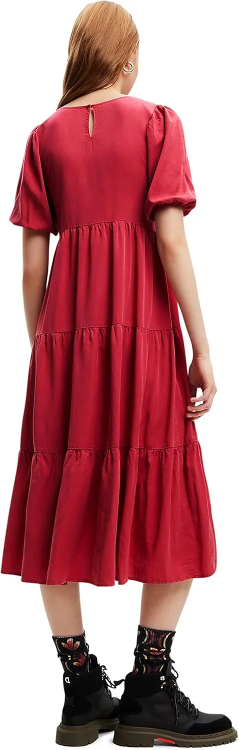 Desigual Damen Kleid - Rotes Kleid mit Herz-Ausschnitt 22WWVW303194 GR. M Desigual Damen Kleid - Rotes Kleid mit Herz-Ausschnitt 22WWVW303194 GR. M
