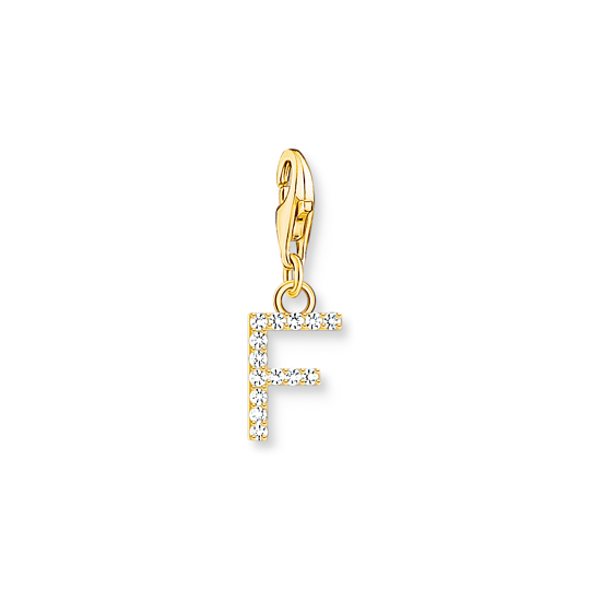 Thomas, Sabo, Anhänger, Charm-Club, Buchstabe, F, Vergoldet, Gelbgold, Zirkonia, Weiß, 1969-414-14, Zubehor, Ohrring, Schmuck