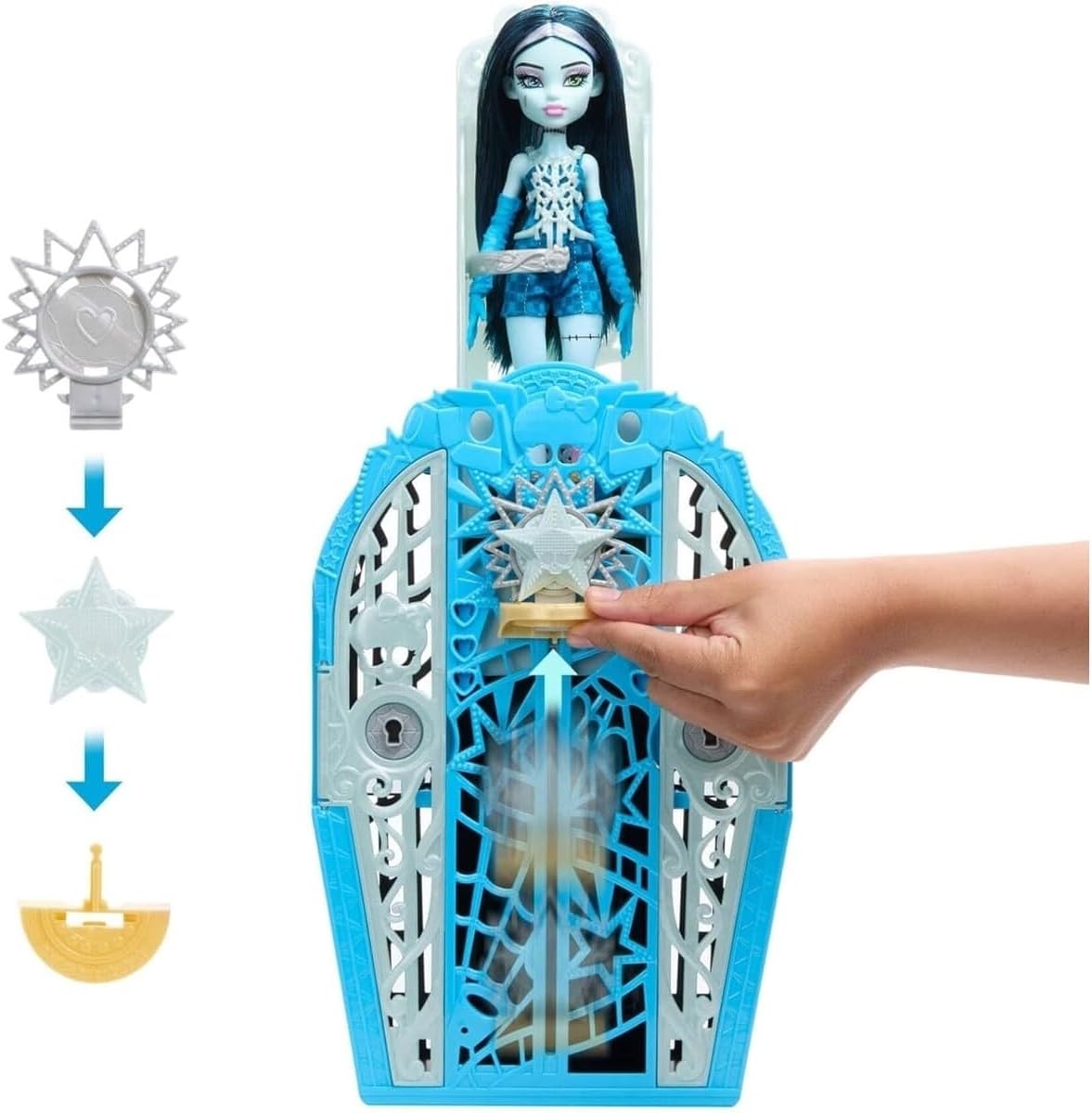 Monster High Skulltimate Secrets Hauntlywood-Mysteries-Spielset, Frankie-Stein-Puppe mit mehr als 19 Überraschungen Puppe, Spielzeug, Figur, Gesicht, Person