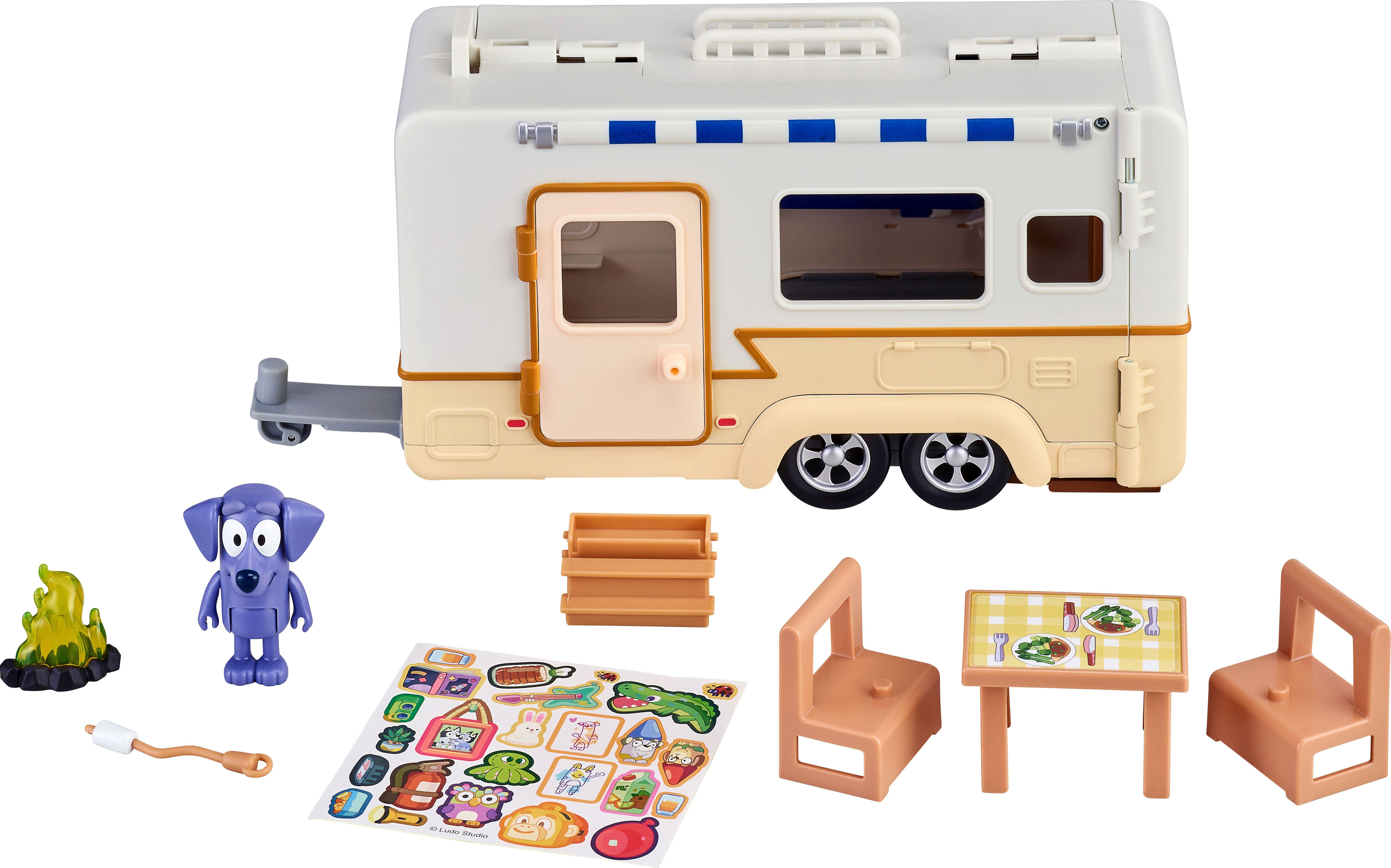 mooseToys, BLUEY, CAMPERVAN, Spielset, Wohnwagen, Lieferwagen, Fahrzeug, Rad, Spielzeug