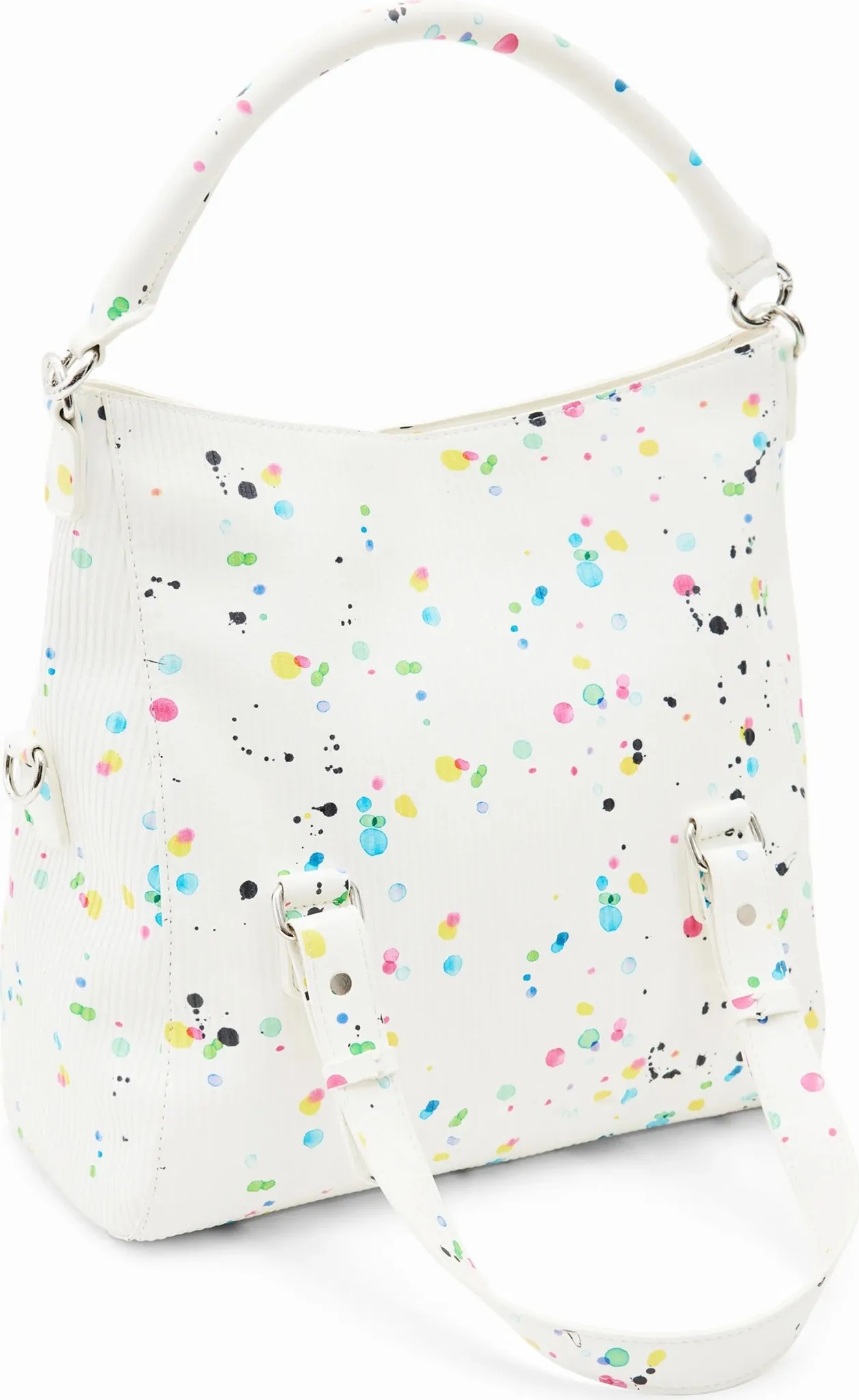 Desigual Damen „Fantastic“ - Weiß mit Farbspritz-Design 22WAXPB6 Handtasche Desigual Damen „Fantastic“ - Weiß mit Farbspritz-Design 22WAXPB6 Handtasche