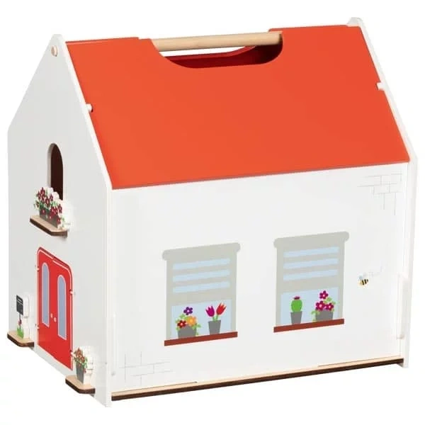 goki Tragbares Puppenhaus „Eco House“ - 54-teilig, Holz & Textil, ab 3 Jahren