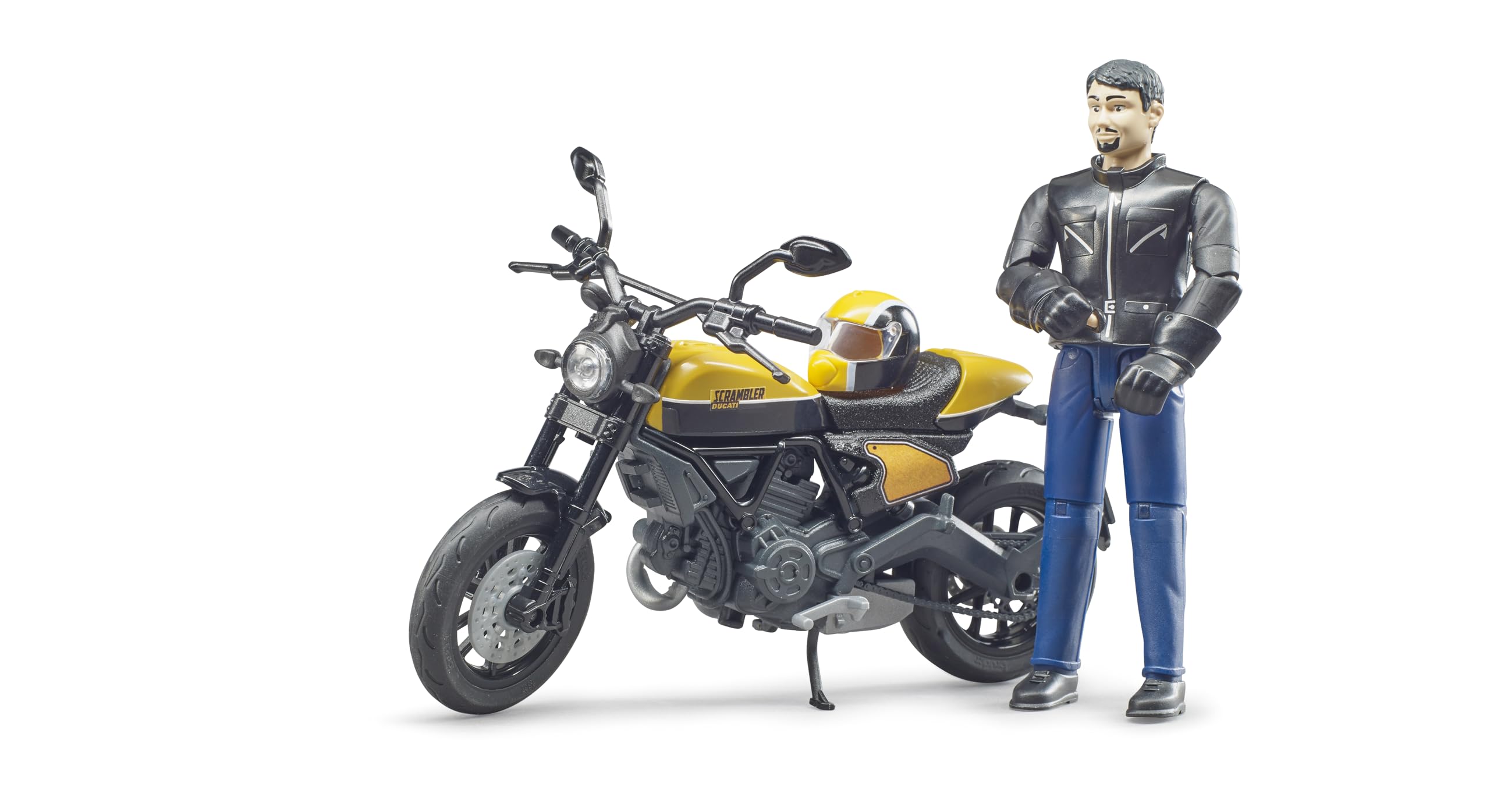 BRUDER 63053 - BWORLD Scrambler DUCATI FULL Throttle Motorrad, Erwachsener, Männlich, Mann, Person