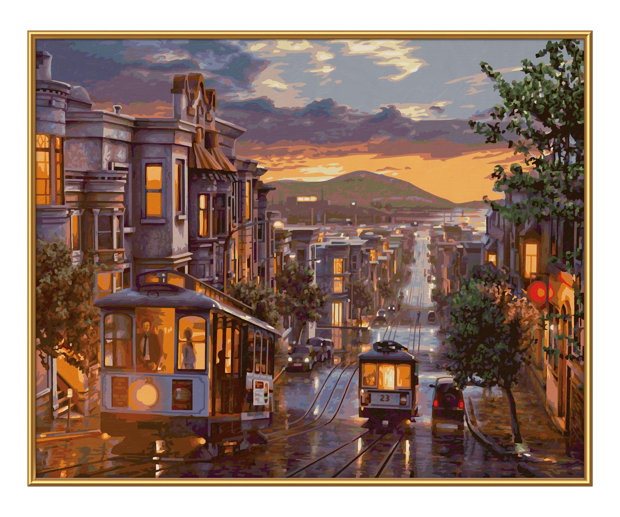 Schipper Mnz - Abendstimmung In San Francisco - Malset Mit Urbaner Abendromantik 609130896 Seilbahn, Stadt, Nachbarschaft, Person, Auto