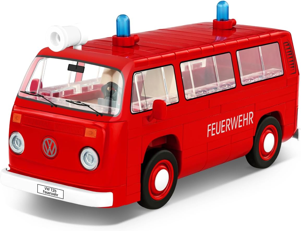 COBI, Volkswagen, T2b, Feuerwehr, Feuerwehr-Einsatzfahrzeug, im, Maßstab, 1:35, 24622, Verpackung, Zubehör, und, Details, sichtbar