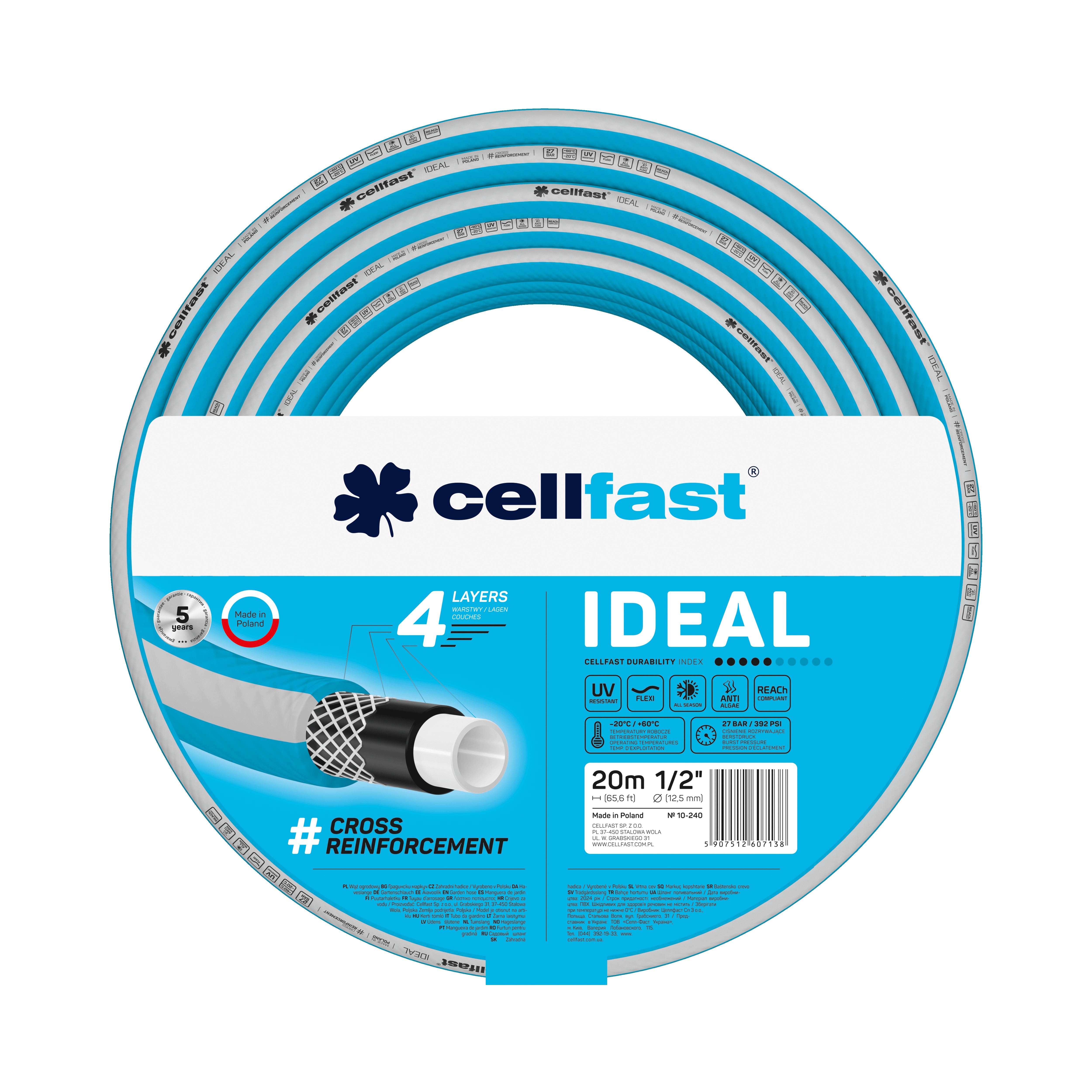 Cellfast 4-lagiger Gartenschlauch IDEAL 1/2" 20 m