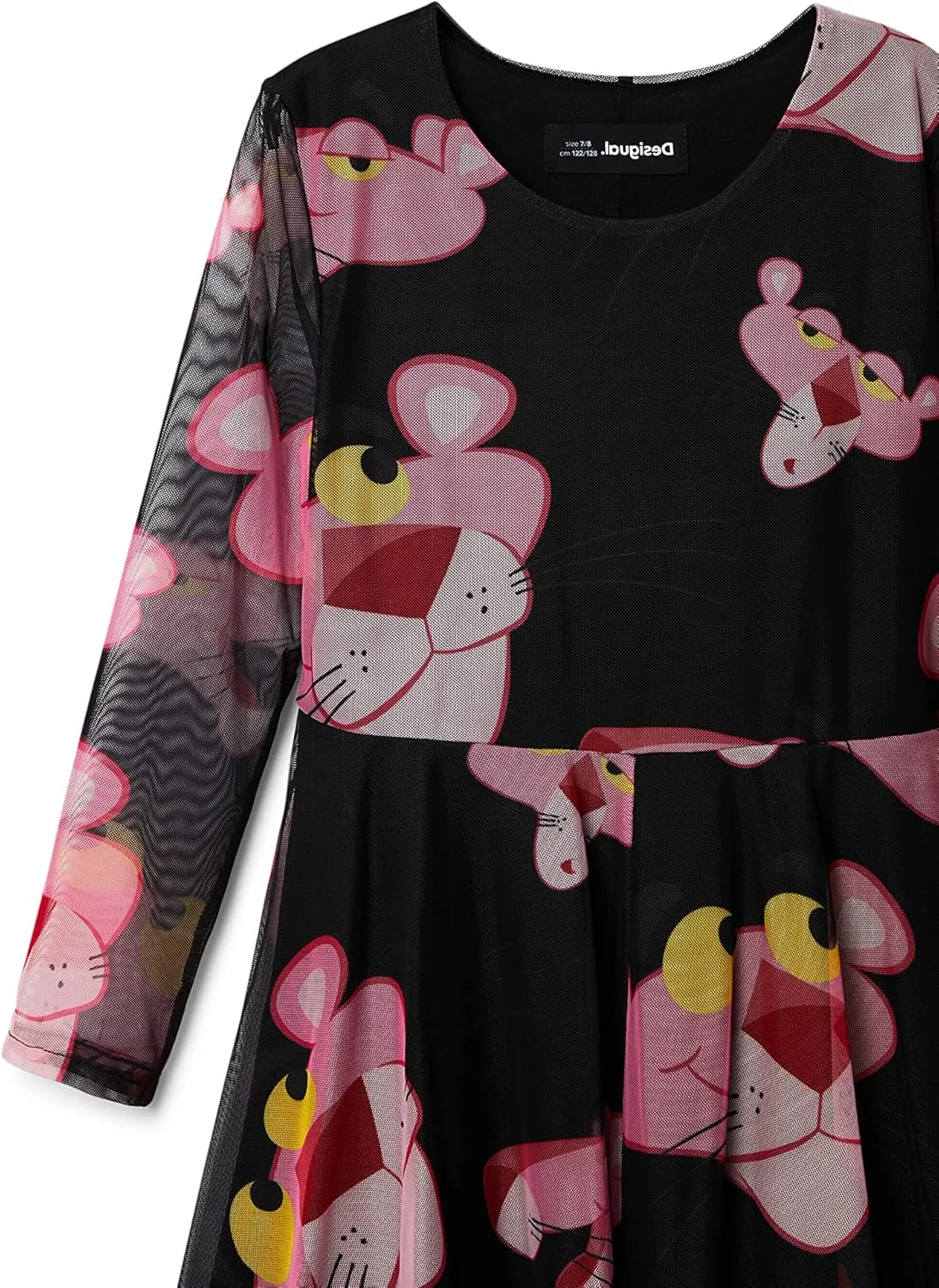 Desigual Mädchen Kleid - Schwarz mit Pink-Panther-Motiv 22WGVK162000/9