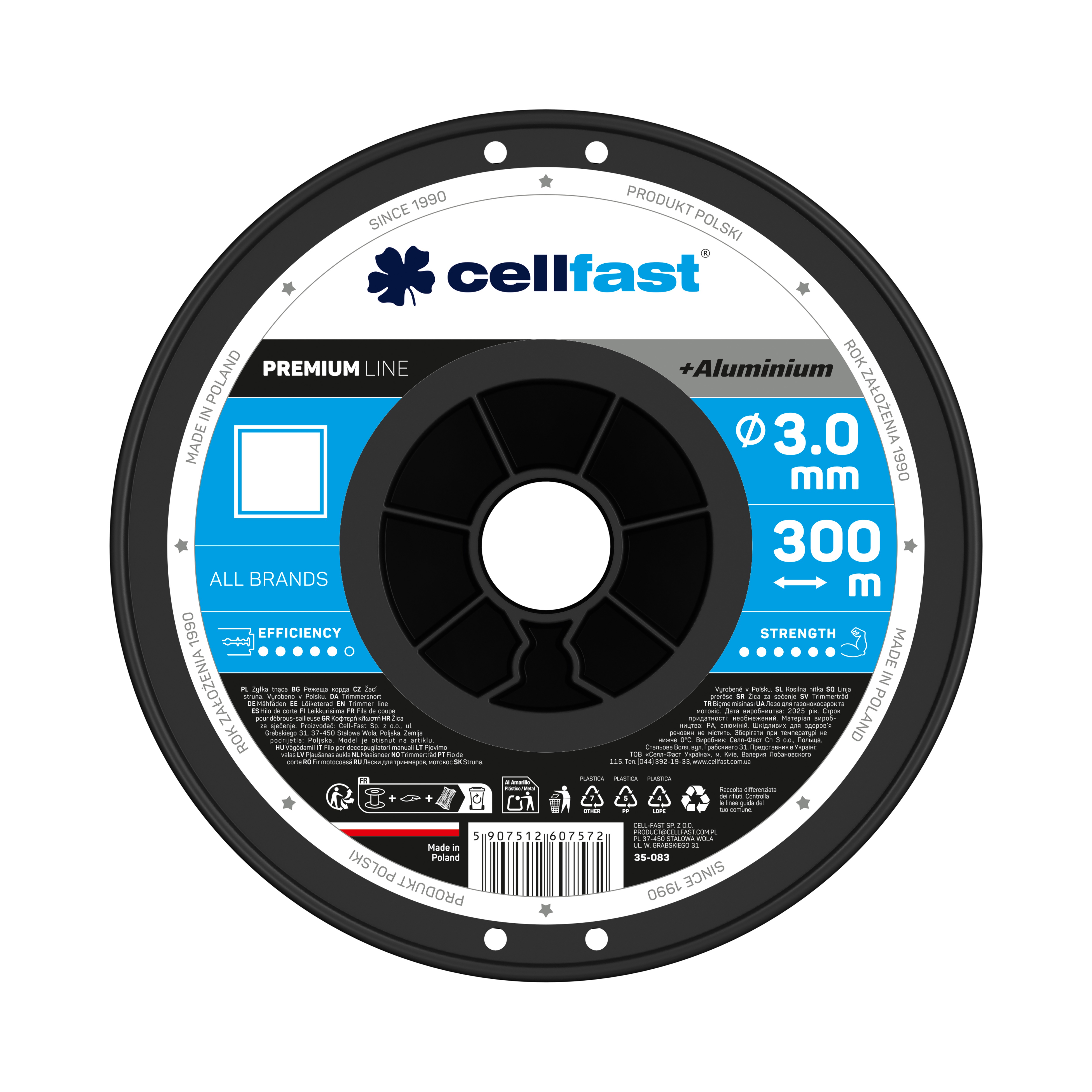 Cellfast PREMIUM Mähfäden auf Spule 3,0 mm x 300 m Quadrat