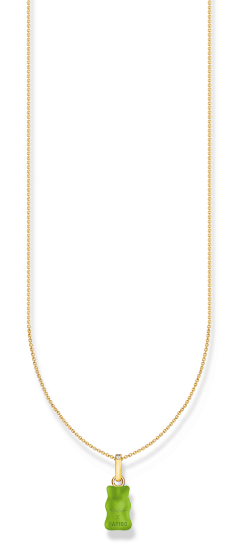 Thomas Sabo Kette Haribo Mit Anhänger Goldbär Länge 45 Cm Grün Gold KE2209-414-6-L45V Zubehor, Schmuck, Halskette, Edelstein