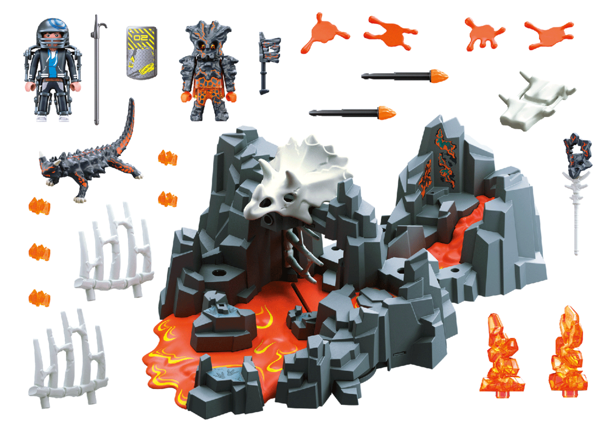 PLAYMOBIL 70926 Wächter der Lavaquelle Spielzeug, Dinosaurier, Reptil, Person, Helm