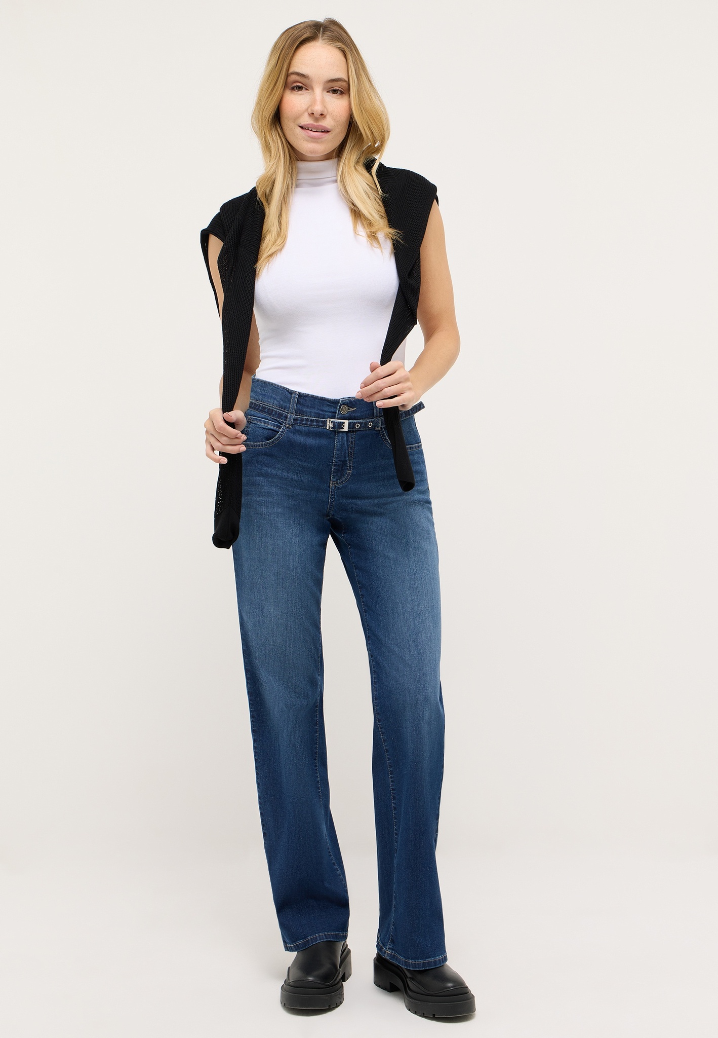ANGELS 332256530 Damen Jeans Liz City Wide Leg - Dunkelblau