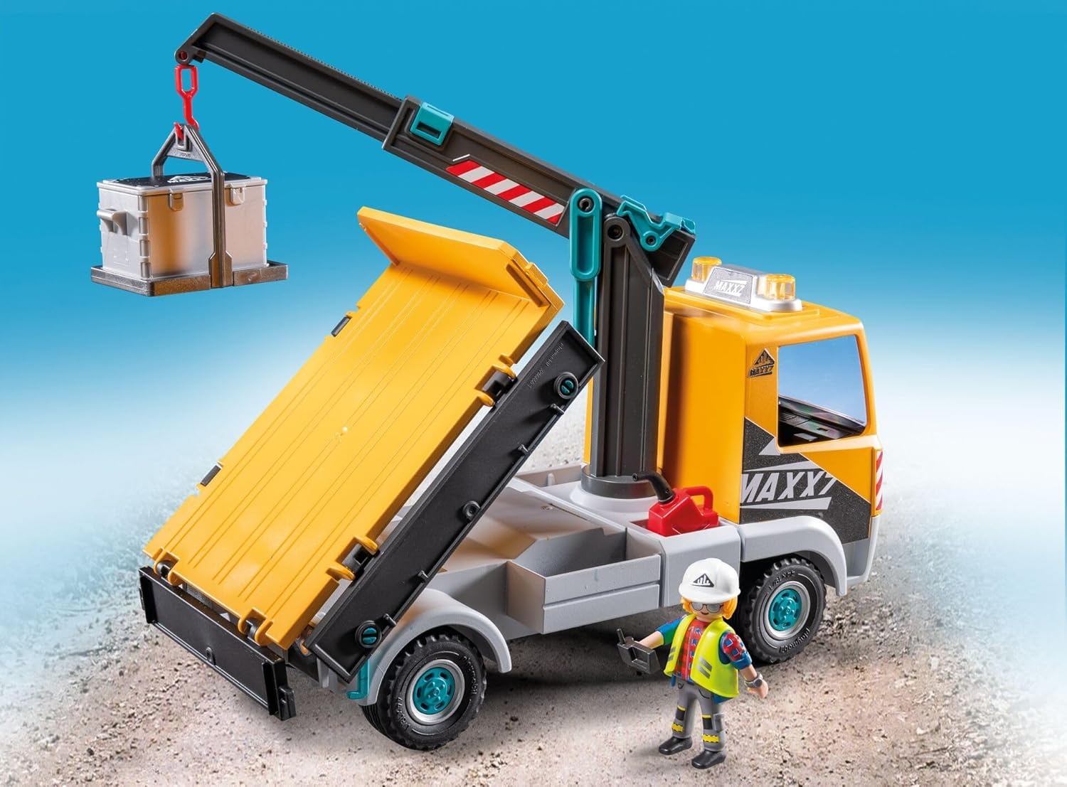 PLAYMOBIL 71750 - Action Heroes: Baustellen-LKW mit Kran und Zubehör Junge, Kind, Männlich, Person