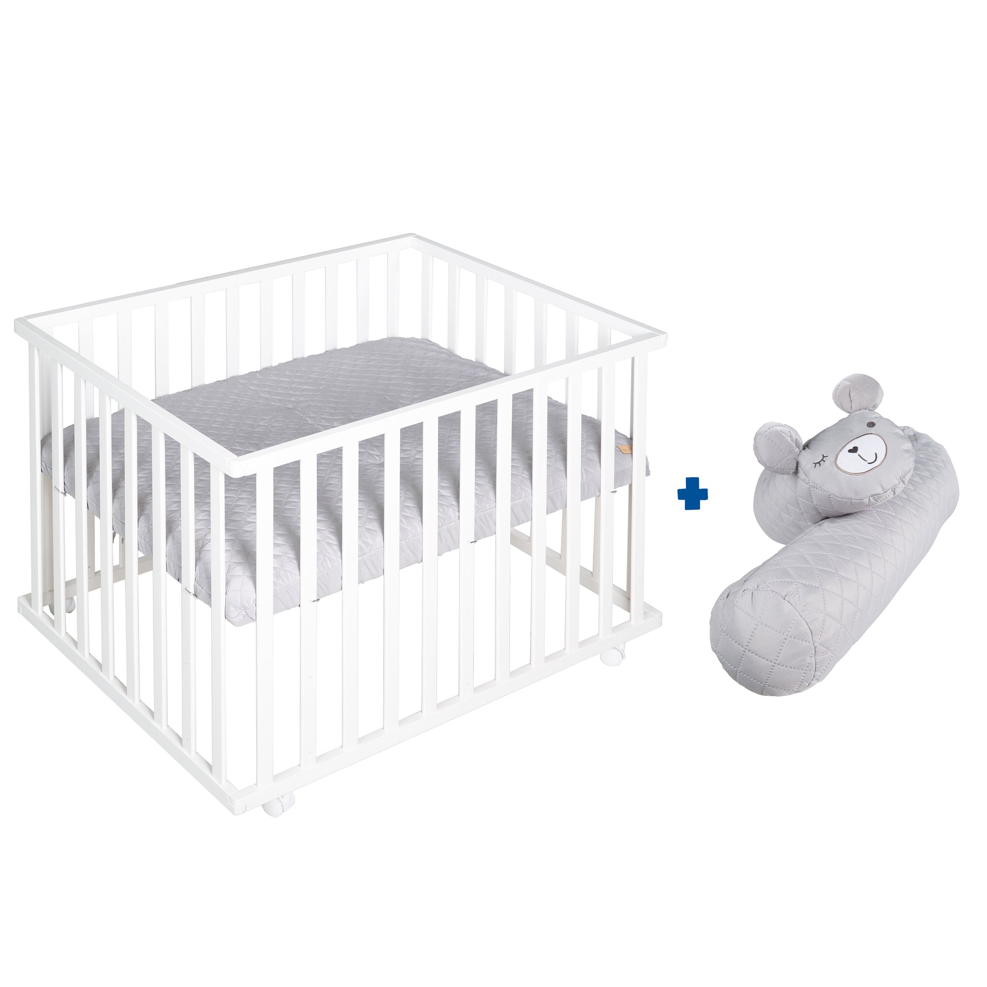 Roba 202100WEV2301 Set Laufgitter inkl. Bettschlange grau weiß - weiß - Laufgitter - Produktbild 1