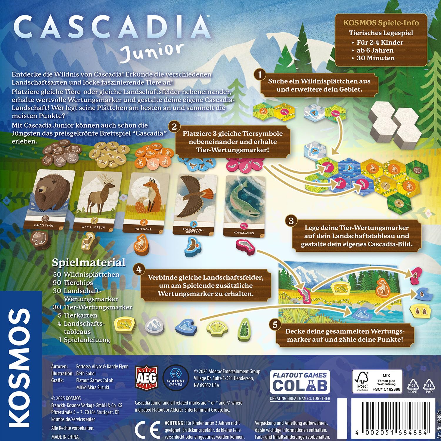 Kosmos Cascadia Junior - Taktisches Legespiel Mit Tieren & Natur 684884 Werbung, Plakat