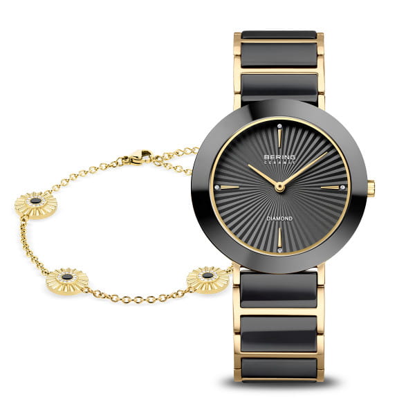 Bering 11435-732-GWP Damen Uhren Set, Armband+uhr Bk/Go