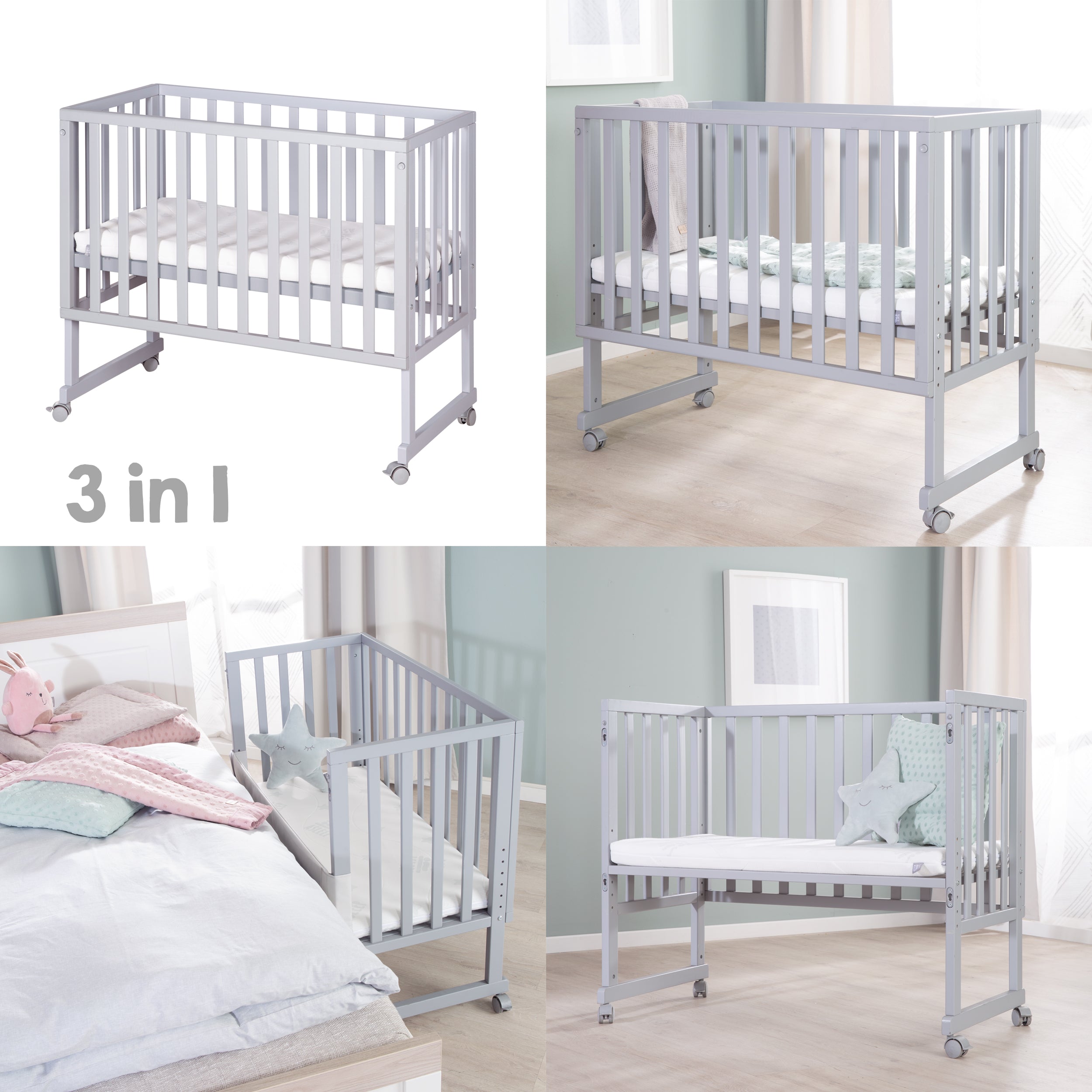 Roba 8961TP1 Stuben- Beistellbett +Barriere/Matratze taupe – Stubenbetten - Bild 5 Roba 8961TP1 Stuben- Beistellbett +Barriere/Matratze taupe – Stubenbetten - Produktbild 5