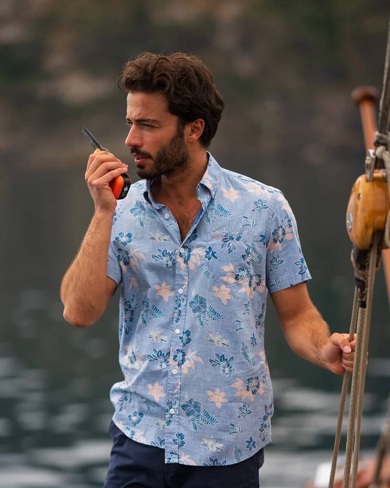 NZA 26CN543SNS/XL Hemd - Kurzarm / Blau / Blumen - XL