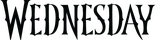 „Wednesday“ – offizielles Serienlogo der Netflix‑Horrorkomödie Logo der Netflix‑Serie „Wednesday“ – gotische Schrift mit spitzen Serifen und mystisch-horroriger Wirkung