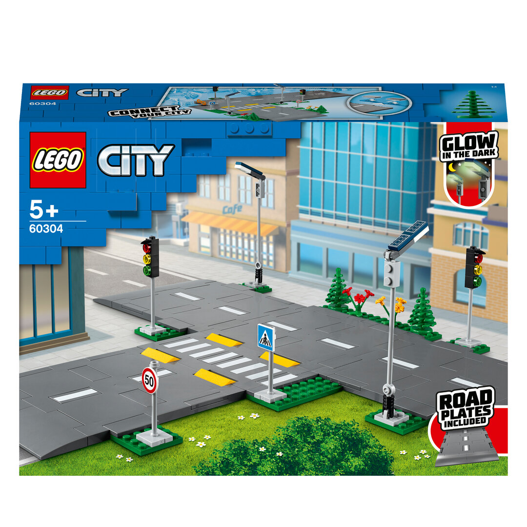 LEGO, City, Straßenkreuzung, mit, Ampeln, 60304, Stadt, Nachbarschaft, Straße, Kreuzung, Städtisch LEGO City Straßenkreuzung mit Ampeln 60304