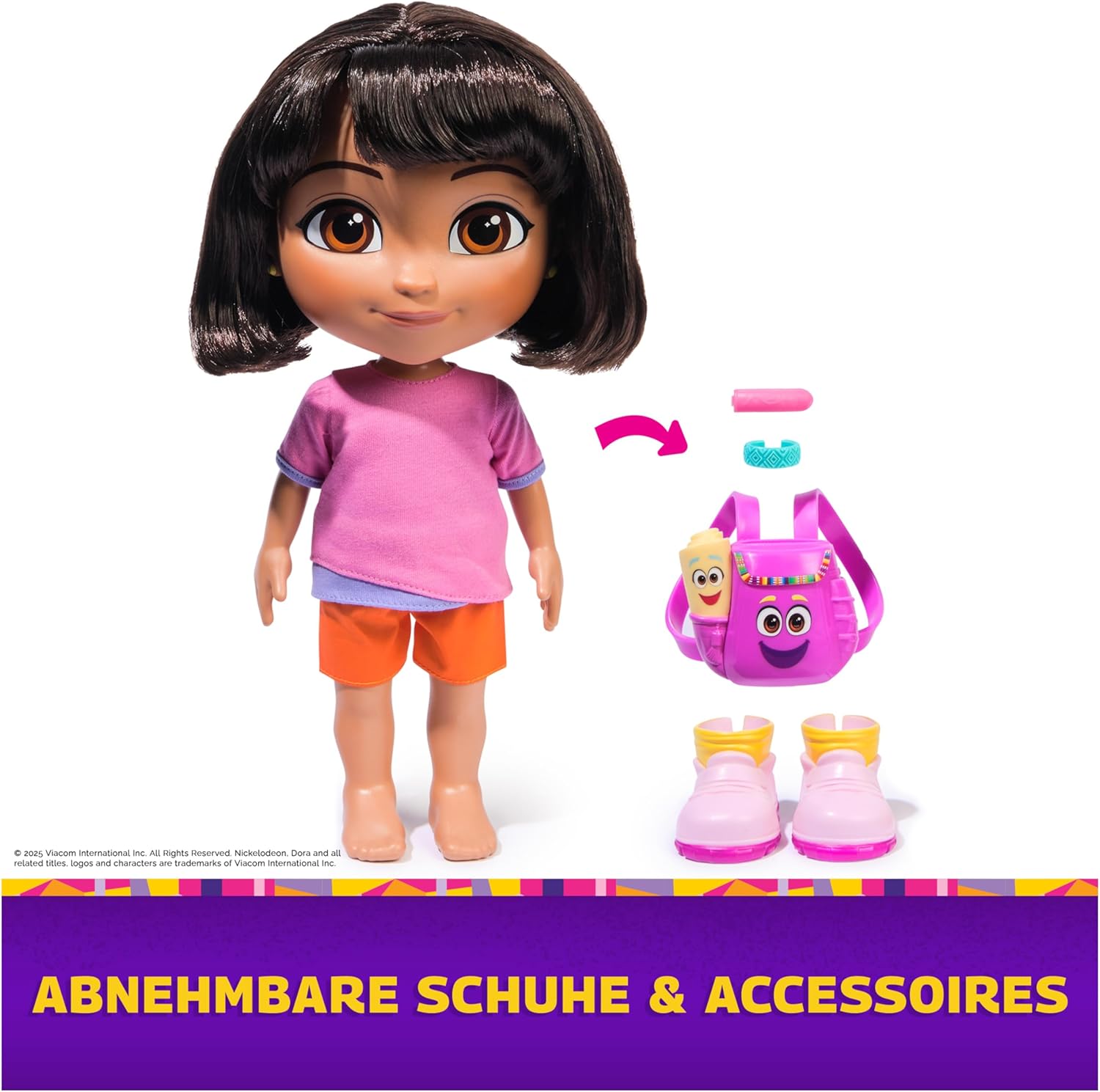 Dora the Explorer Best Friend Puppe von Spin Master Dora the Explorer Best Friend Puppe Weiche Stoffpuppe mit braunen Haaren, rosa Oberteil und orangefarbener Hose