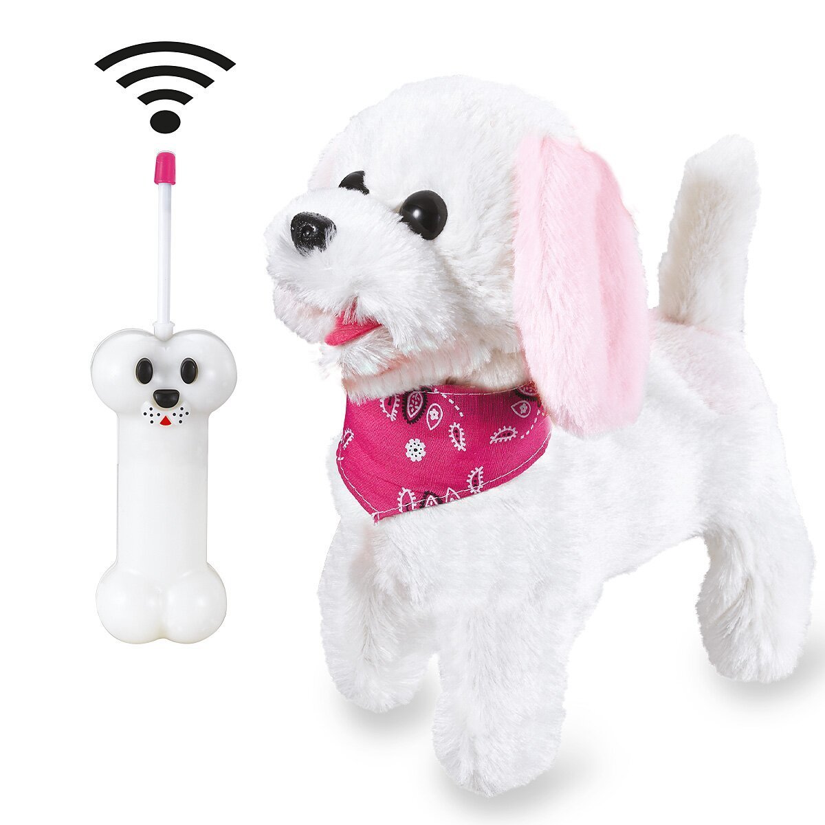 JAMARA Trixi RC Plüschhund Weiss/Rosa 27MHz ab 3 Jahren