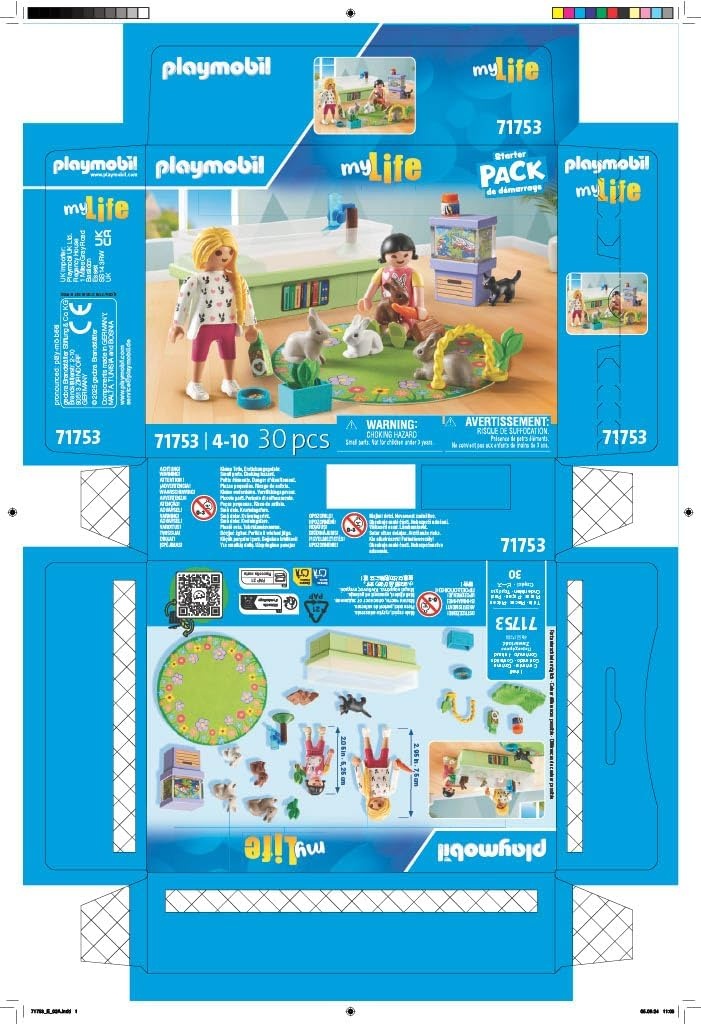 PLAYMOBIL 71753 - My Life: Familie mit Hasen, Katze und Aquarium Person, Spielbereich