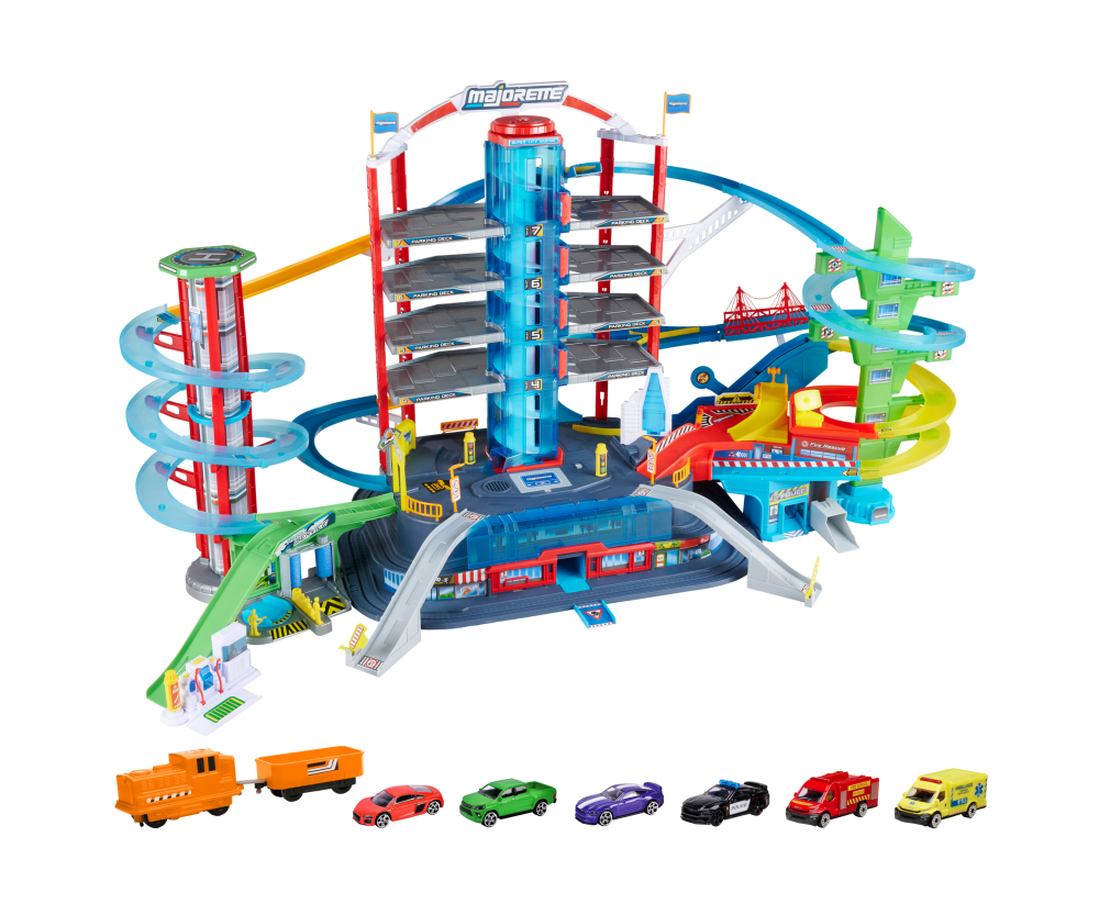Majorette Super City Garage + 6 Vehicles