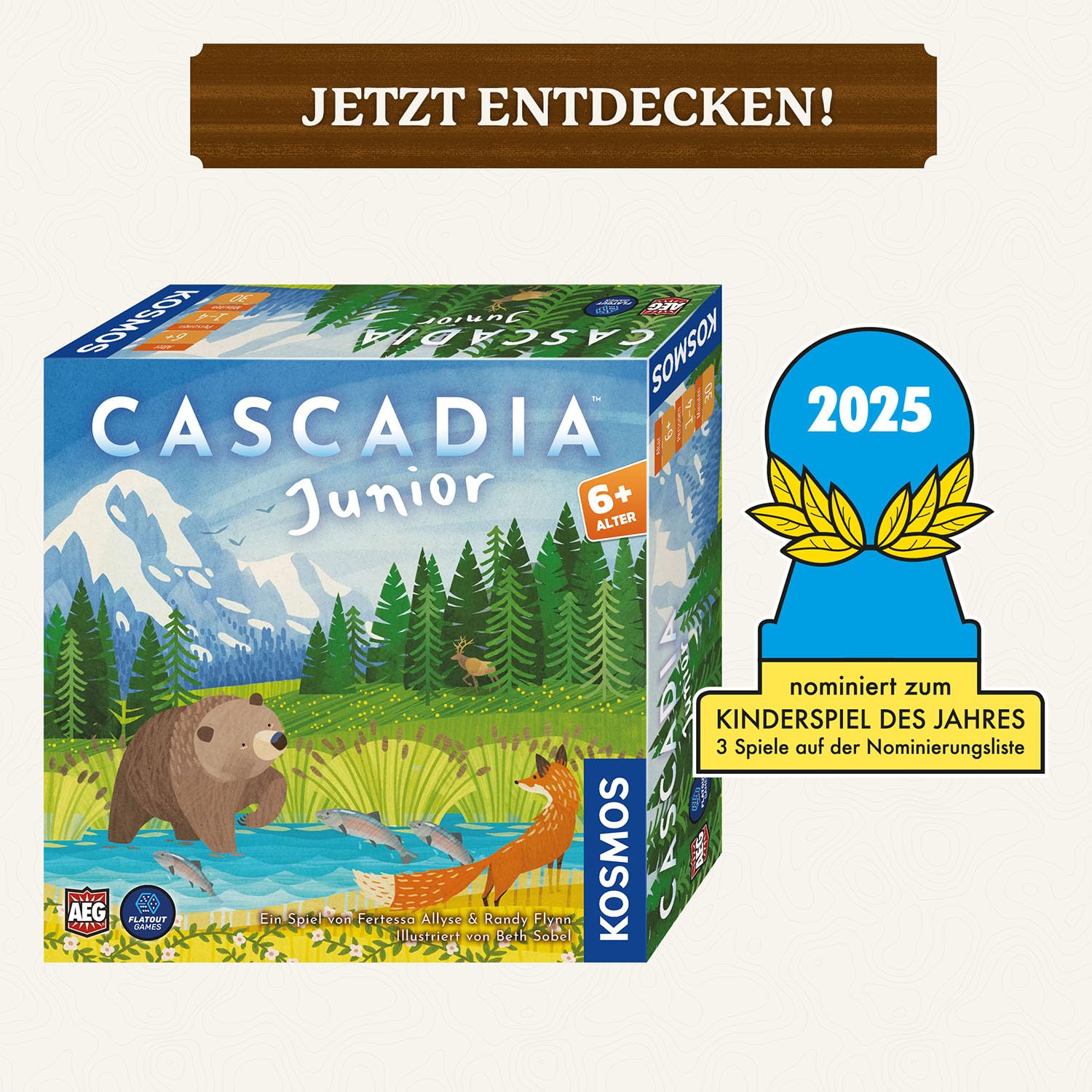 Kosmos Cascadia Junior - Taktisches Legespiel Mit Tieren & Natur 684884 Tier, Bär, Säugetier, Tierwelt
