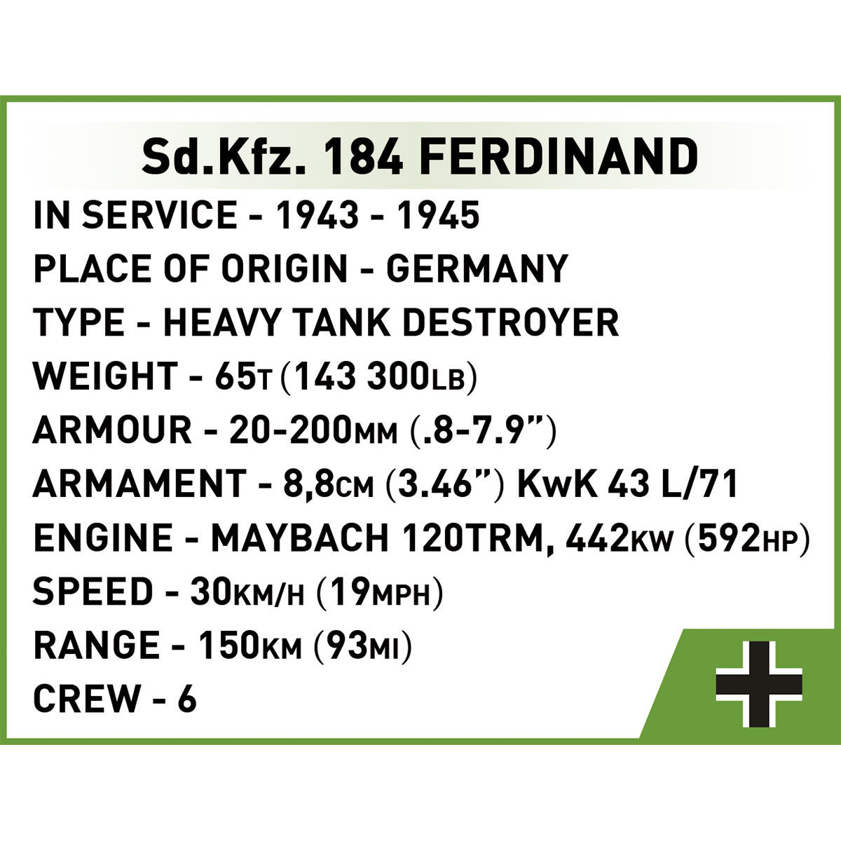 COBI 2583 - SD.KFZ. 184 Ferdinand Maßstabb 1:28) - Bild 14 COBI 2583 - SD.KFZ. 184 Ferdinand Maßstabb 1:28) - Bild 14