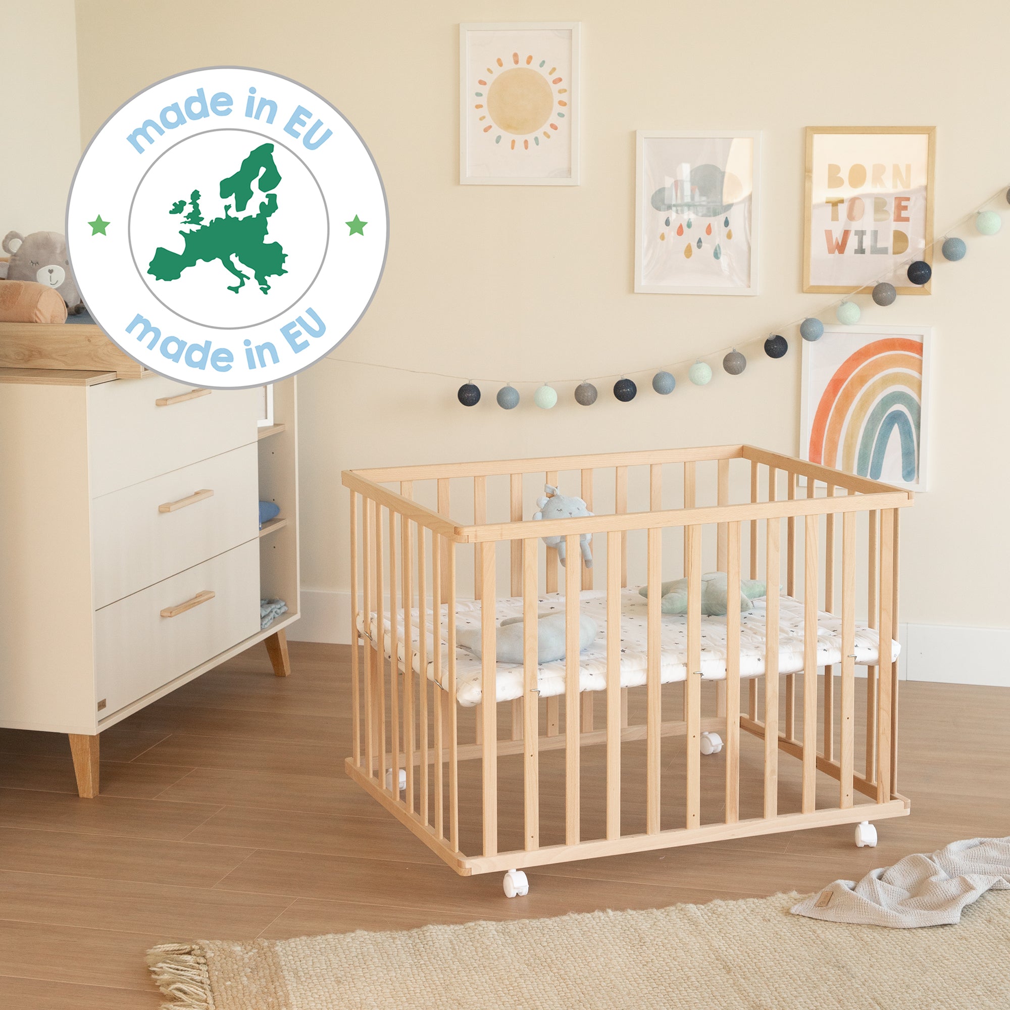 Roba 0241NAV235 Laufgitter 100x75 Sternenzauber grau Bio Buche natur - Produktbild 12